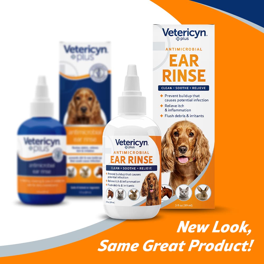 Vetericyn Plus Dog Ear Rinse | Dog Ear Cleaner to Soothe and Relieve Itchy Ears, Safe for Cat Ears, Rabbit Ears, and All Animal