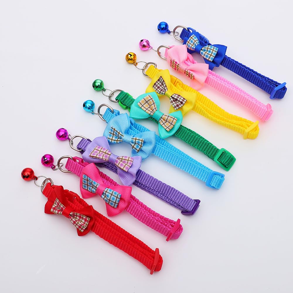 Green Puppy Collar With Bell And Bow Tie, Soft Xs Cat Collars Adjustable Buckle For Xxs Xsmall Extra Small Dogs Female Male Litt