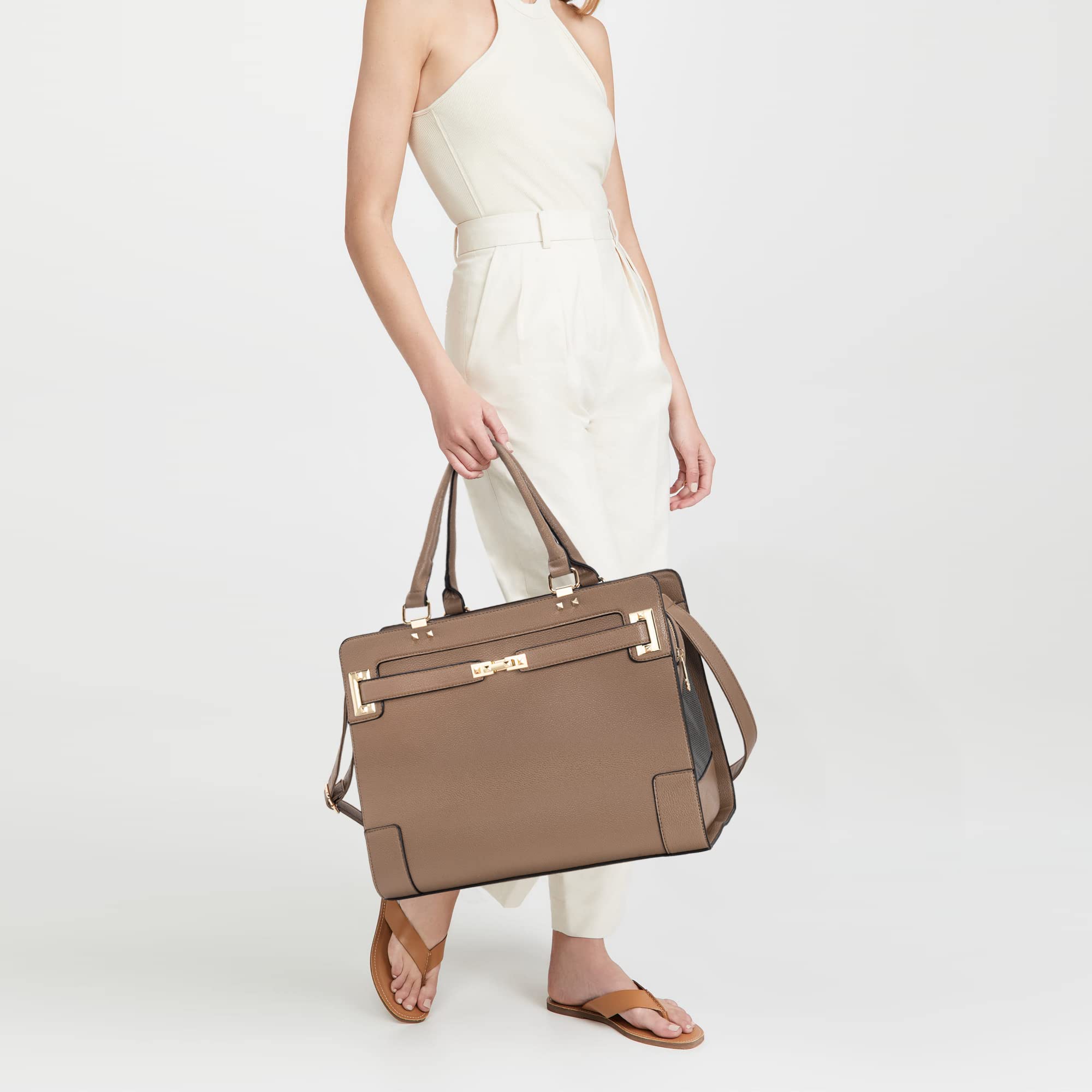 Fashion Pet Carrier Dog Cat Carrier Purse Soft-Sided Leather Handbag Pet Tote Bag For Small Dogs Puppy And Cats Tsa Airline Approved (Khaki)