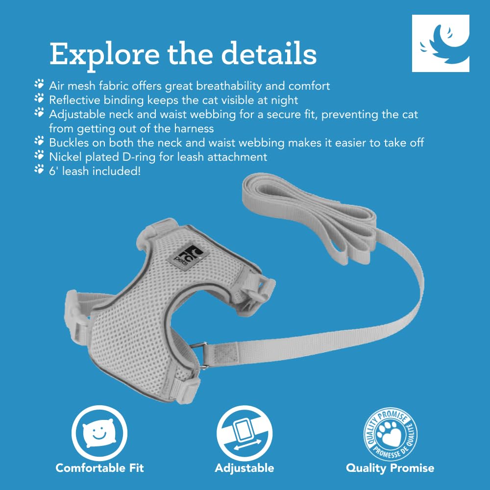RC Pets Adventure Kitty Harness Includes Adjustable, Airmesh Fabric, 6 Leash and D-Ring Cat Walking Harness | Teal, Small