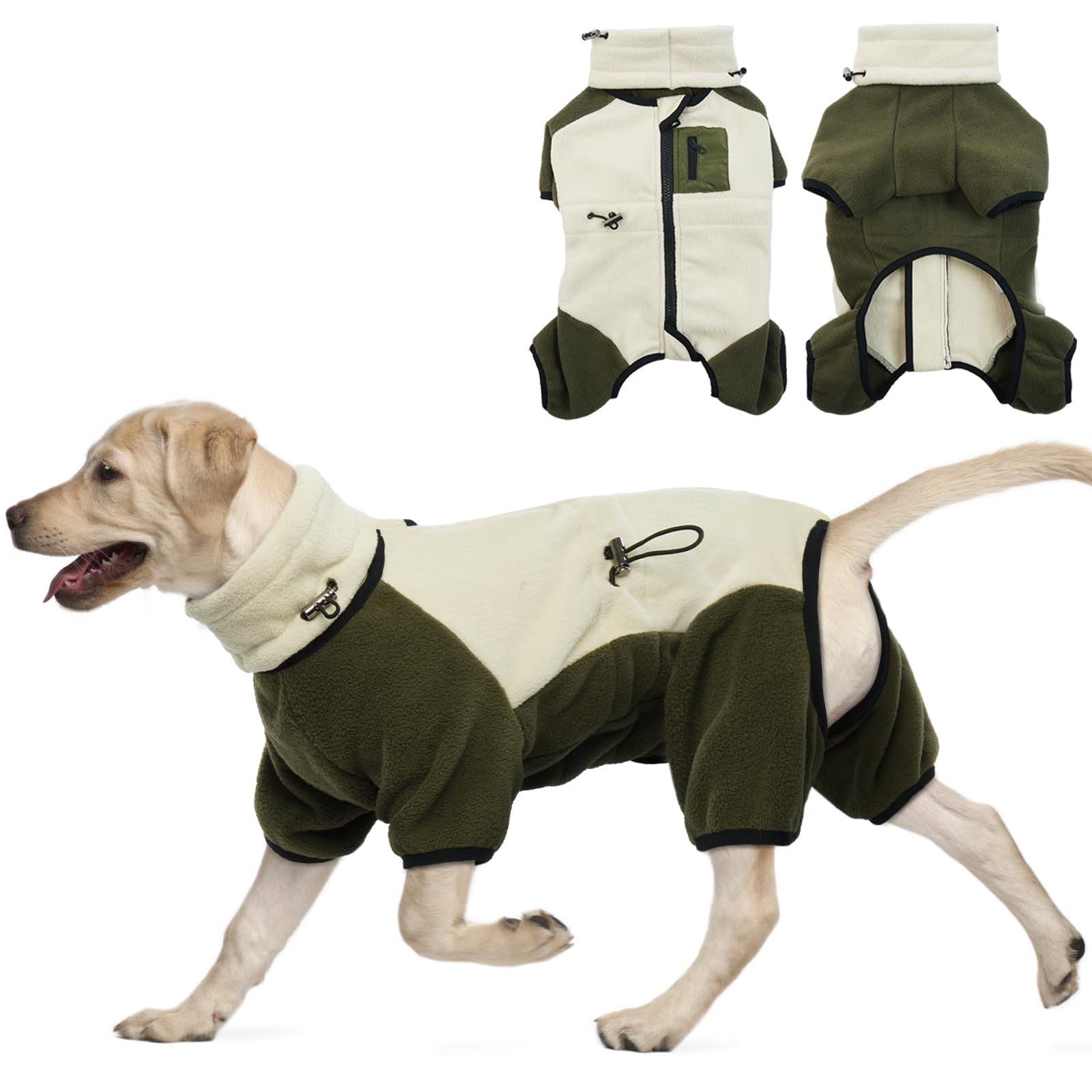 T'Chaque Dog Winter Coat Warm Polar Fleece Jacket, Pet Costumes For Medium Dogs Cold Weather Outfit Windproof Clothes, Removable