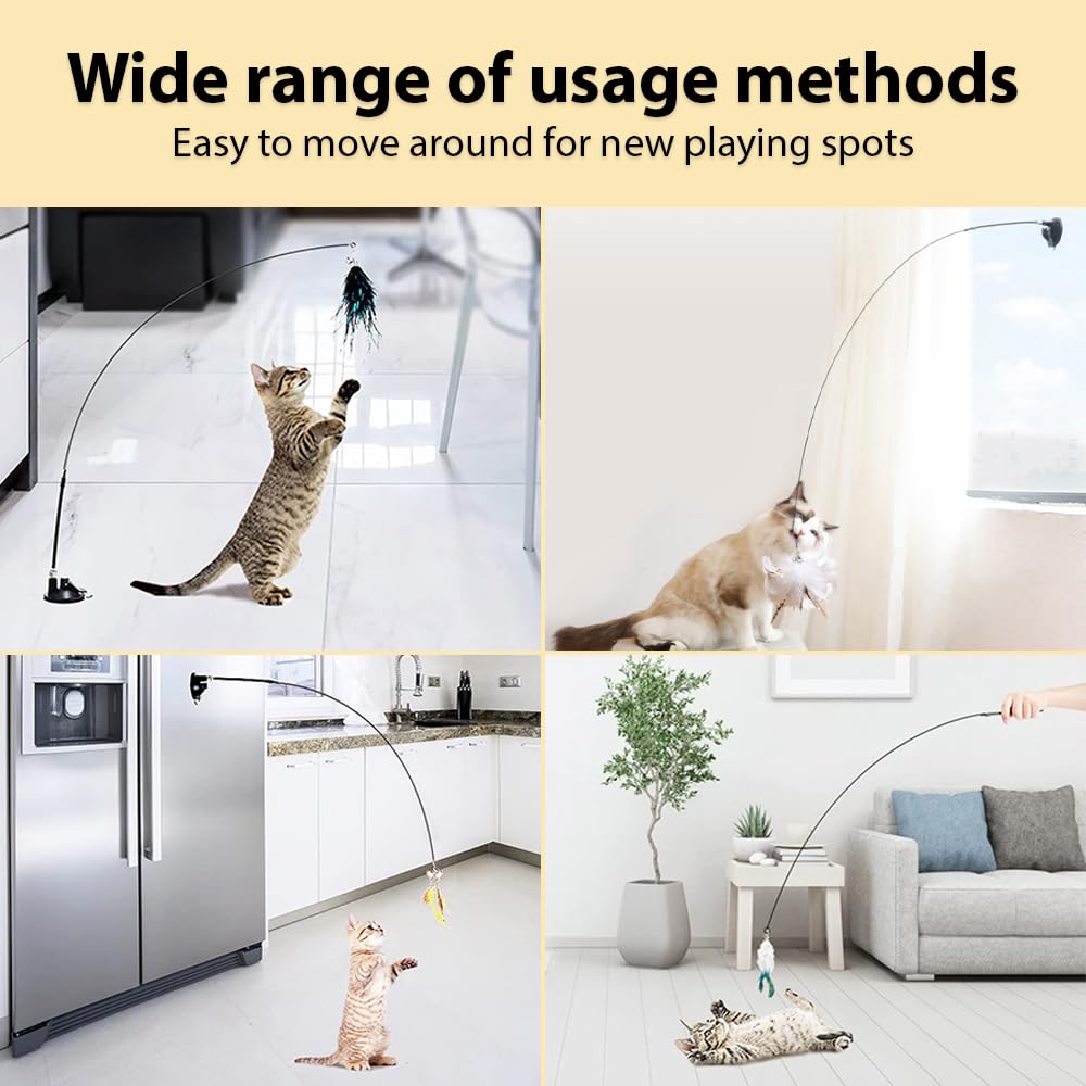 Leo's Paw Interactive Bird Simulation Cat Toy Set - 5 Realistic Colorful Birds with Bells & Suction Base for Engaging Play