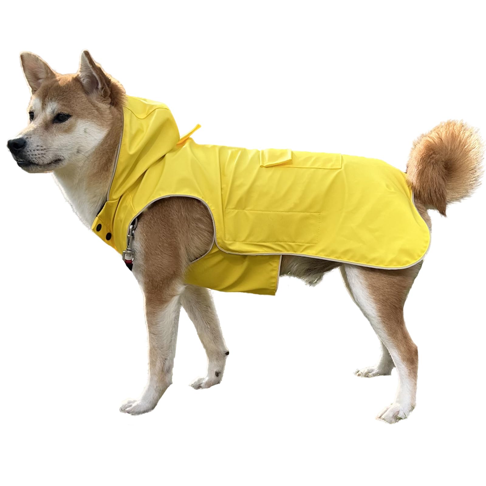 Dog Raincoat Waterproof Reflective Jacket - Lightweight Hooded Poncho With Adjustable Belly Strap & Leash Hole - Rain Slicker Co