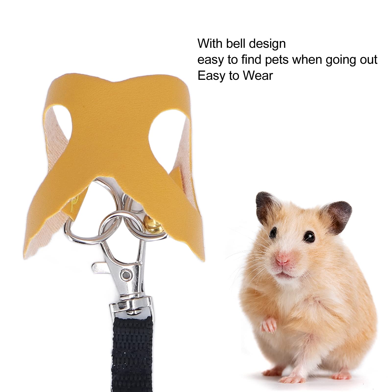 Hamster Harness Vest And Leash Set No Pulling Comfort Padded Vest Guinea Pig Striped Harness For Guinea Pigs, Hamster, Ferret, , Chinchilla Yellow