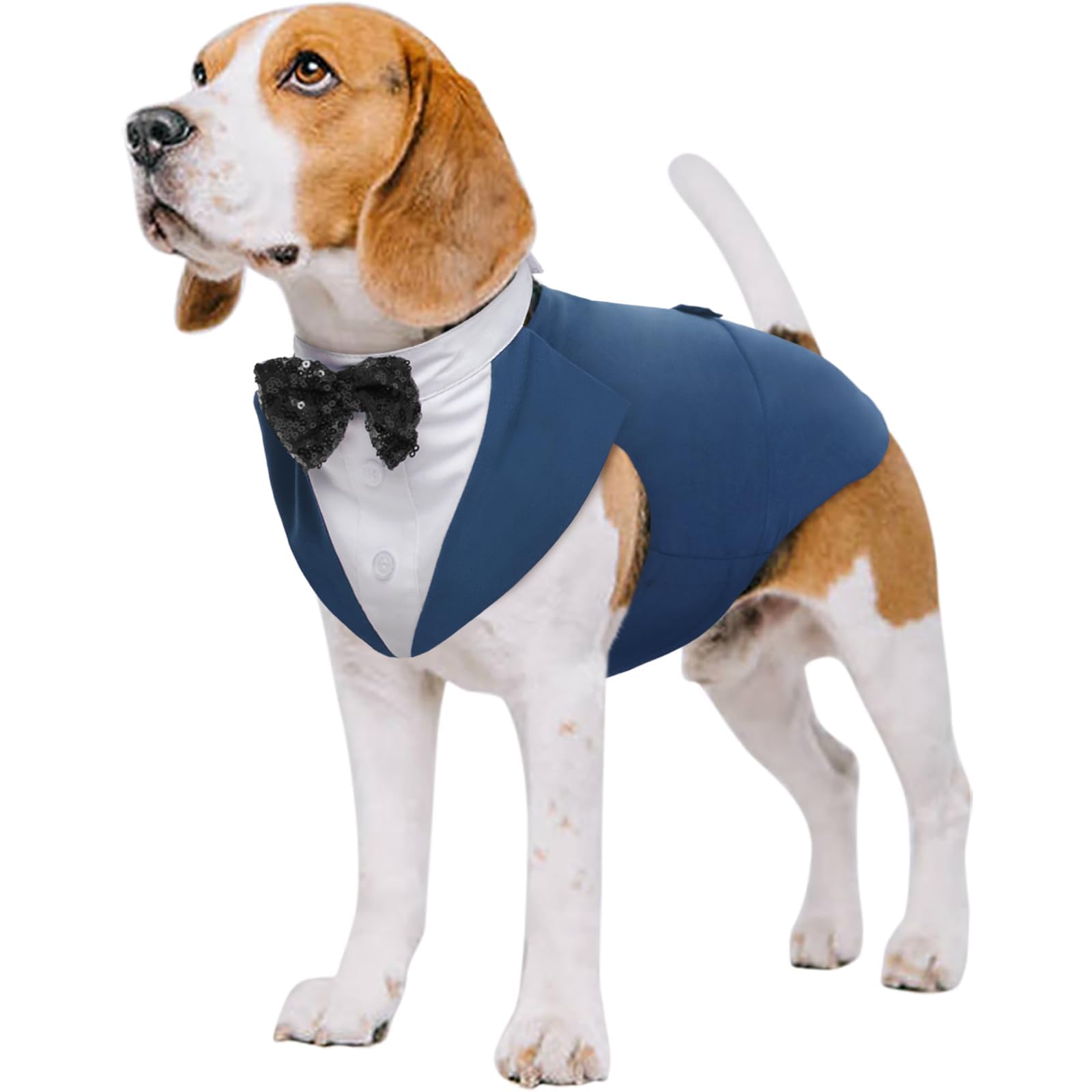 Kuoser Dog Tuxedo Dog Suit And Bandana Set, Dogs Tuxedo Wedding Party Suit, Dog Prince Wedding Bow Tie Shirt Formal Dog Wedding Attire For Large And Medium Dogs Golden Retriever Samo Bulldogs