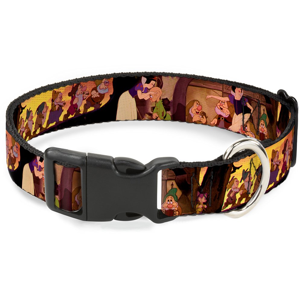 Buckle-Down Snow White & The Seven Dwarfs Scenes Plastic Clip Collar, Medium/11-17''