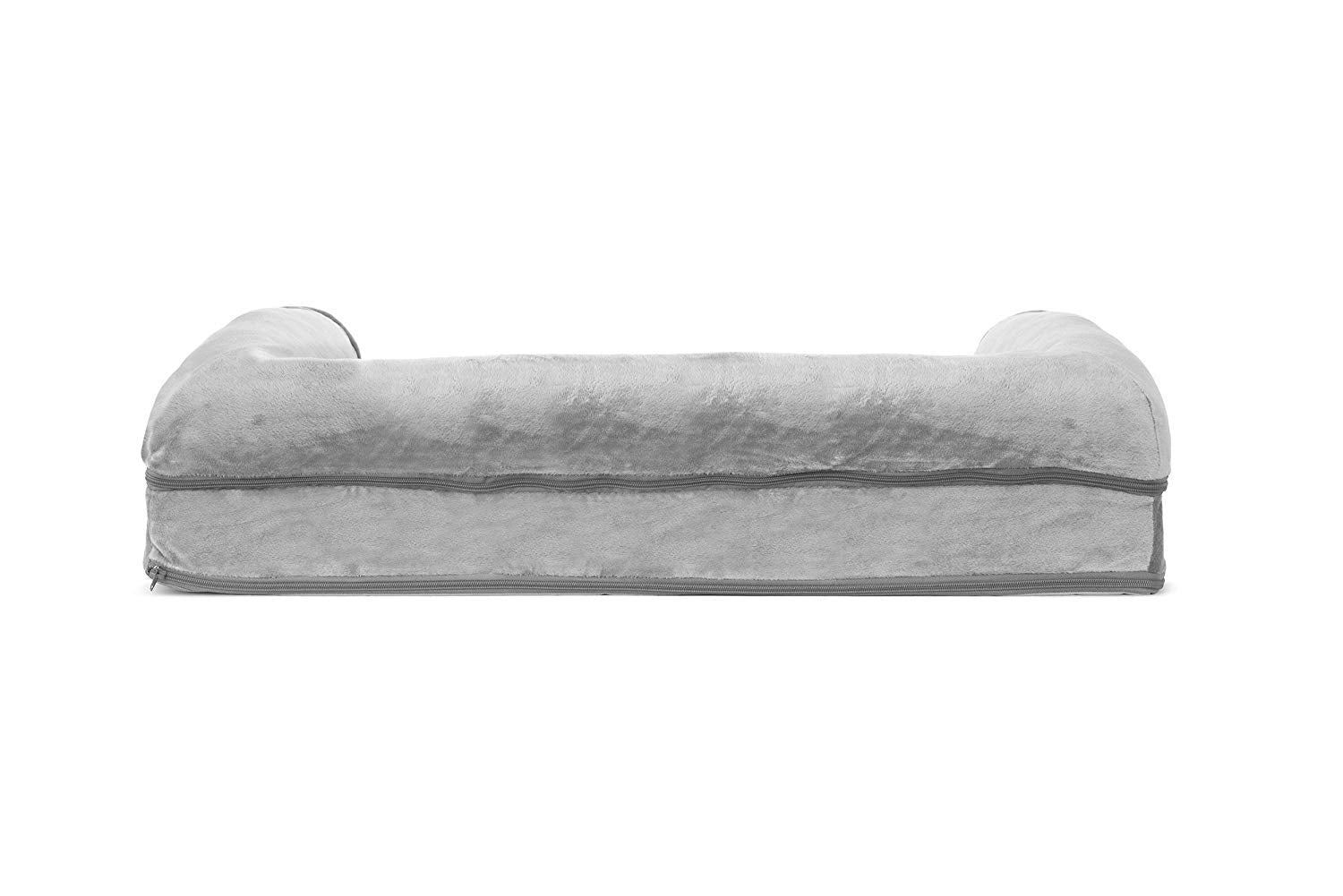 Furhaven Orthopedic Dog Bed for Medium/Small Dogs w/ Removable Bolsters & Washable Cover, For Dogs Up to 35 lbs - Faux Fur & Vel