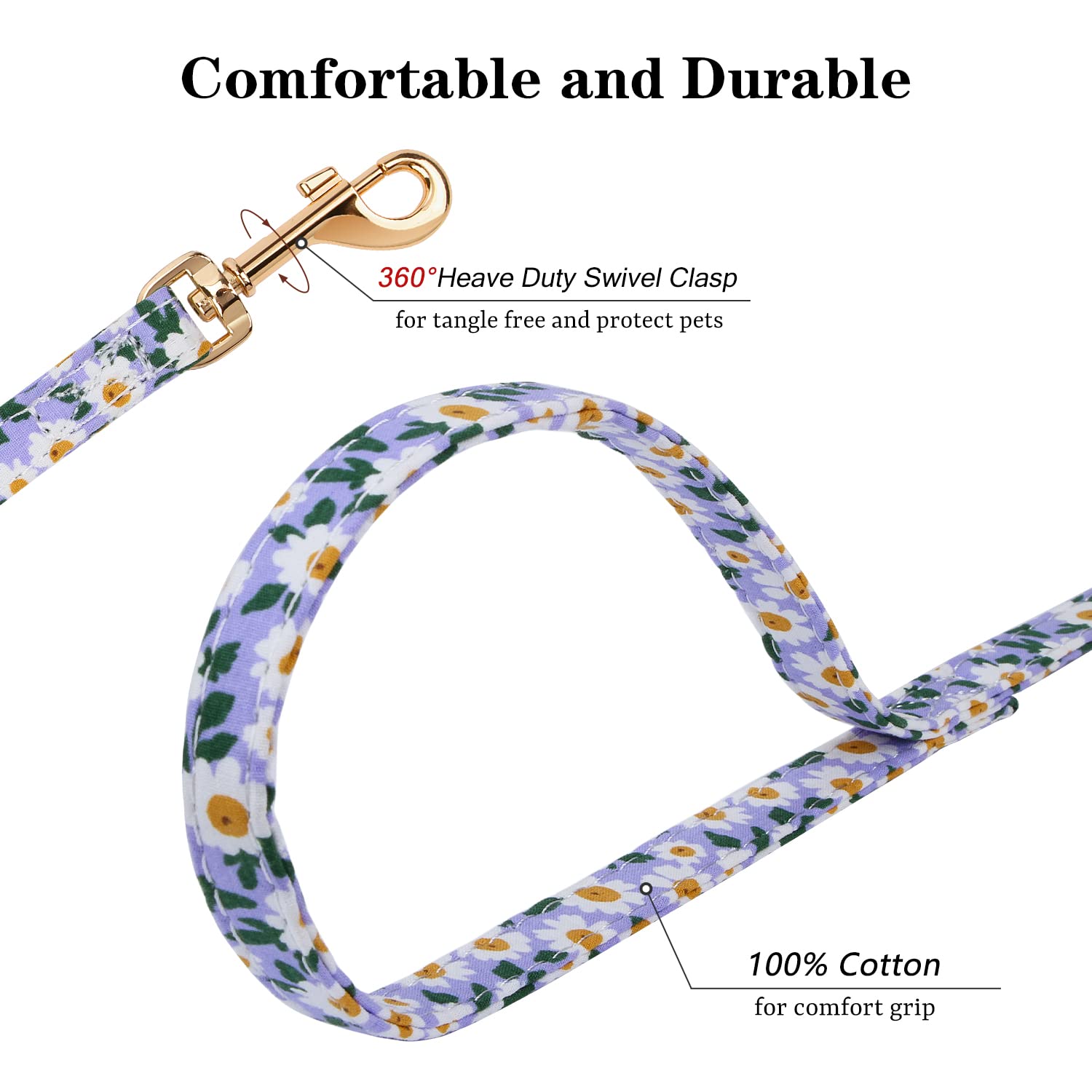 CHEDE No Pull Floral Pattern Dog Harness - Lightweight and Soft, Adjustable Small Dog Harness and Leash Set, with Dog Leash, Sui