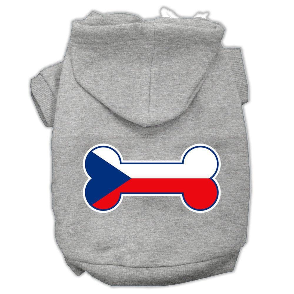Pet, Dog & Cat Hoodie Screen Printed, 'Bone Shaped Czech Republic Flag' Cream Xl (14-20 Lbs.)