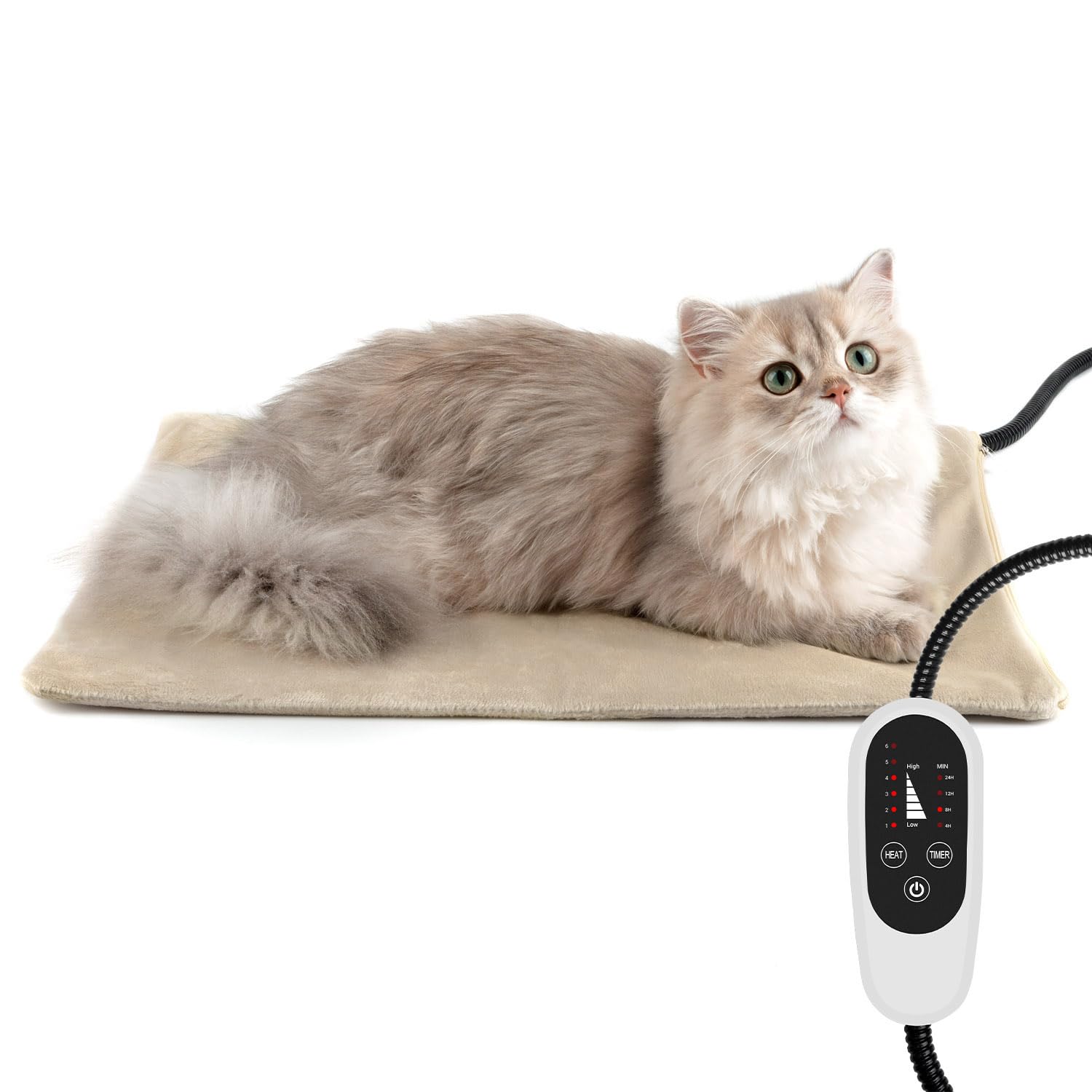 NICREW Pet Heating Pad, Adjustable Temperature, 17.7x15.7 in, Alloy Steel, Auto Shut Off, Model TK-HPP4540A, Indoor Use