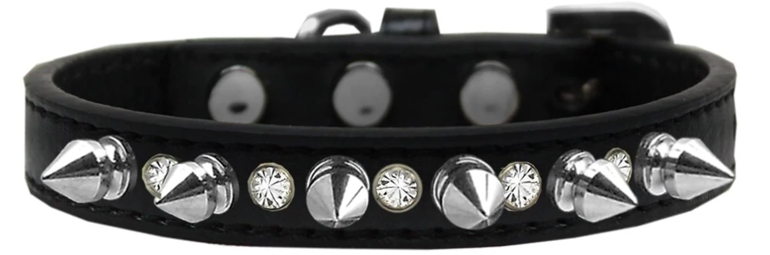 Pet and Dog Spike Collar, Clear Crystals & Silver Spikes” Aqua 14