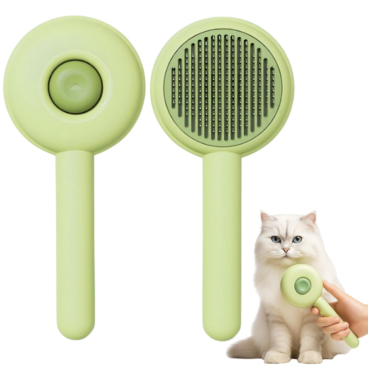 Xvia Pet Slicker Grooming Brush  Self Clean Button, Soft Protective Bristles, Massage Handle  Reduces Shedding For Long & Shor