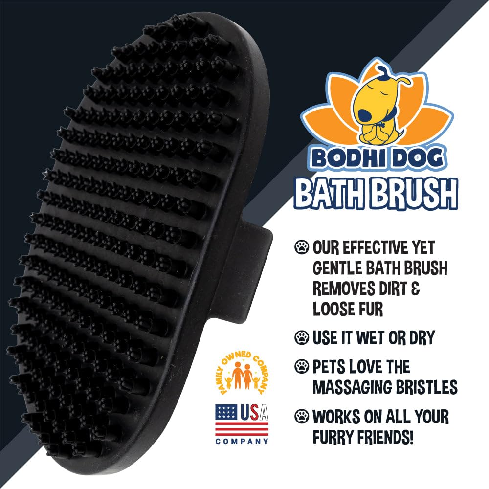 Bodhi Dog Shampoo Brush for Cats & Dogs - Rubber, One Pack, Black, Model BD-SHMBR-BLK, Professional Grooming Tool