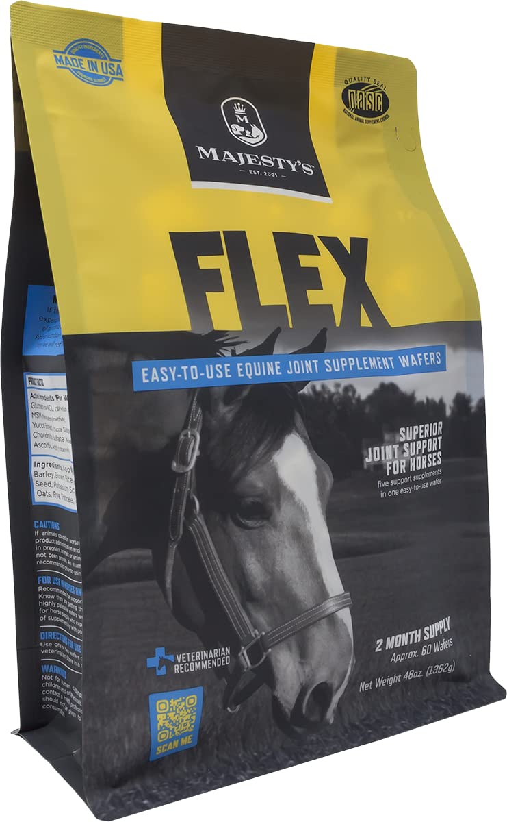 Majestys Flex Wafers - Superior Horse / Equine Joint Support Supplement - Glucosamine, MSM, Chondroitin, Yucca, Vitamin C - 60 