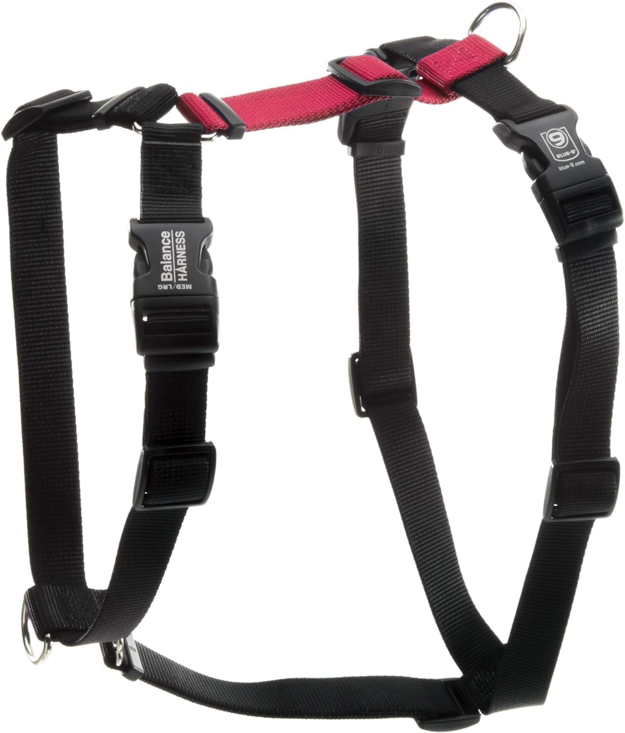 Blue-9 Buckle-Neck Balance Harness, Fully Customizable Fit No-Pull Harness, Ideal For Dog Training And Obedience, Made In The Usa, Red, Small