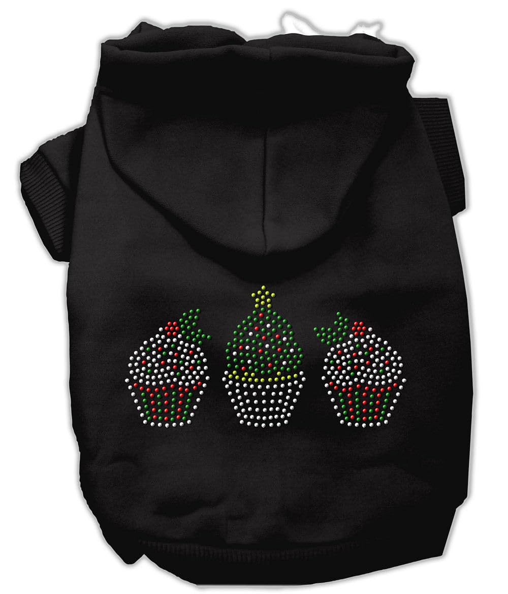 Mirage Pet Products 14-Inch Christmas Cupcakes Rhinestone Hoodie, Large, Black