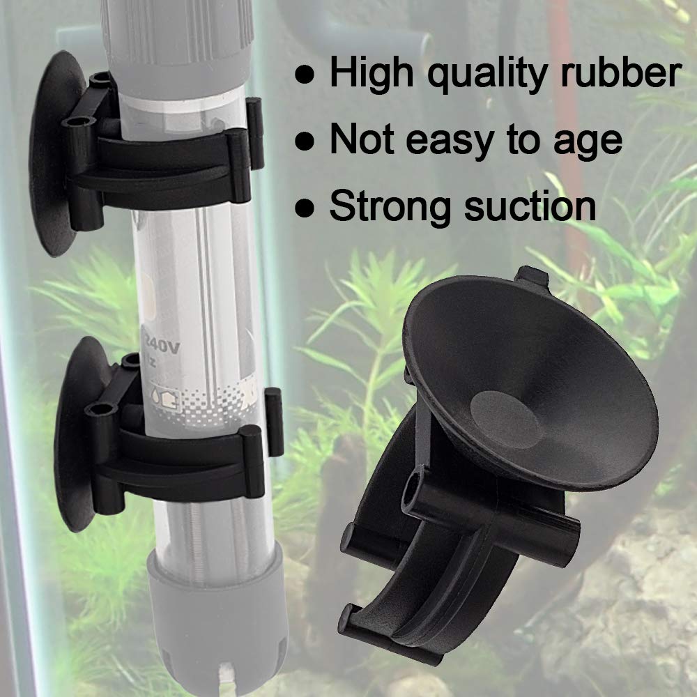 Oiiki 10 Pcs Aquarium Heater Suction Cups With Clips, Air Hose Tube Holders Clamps For Fish Tank (Black)