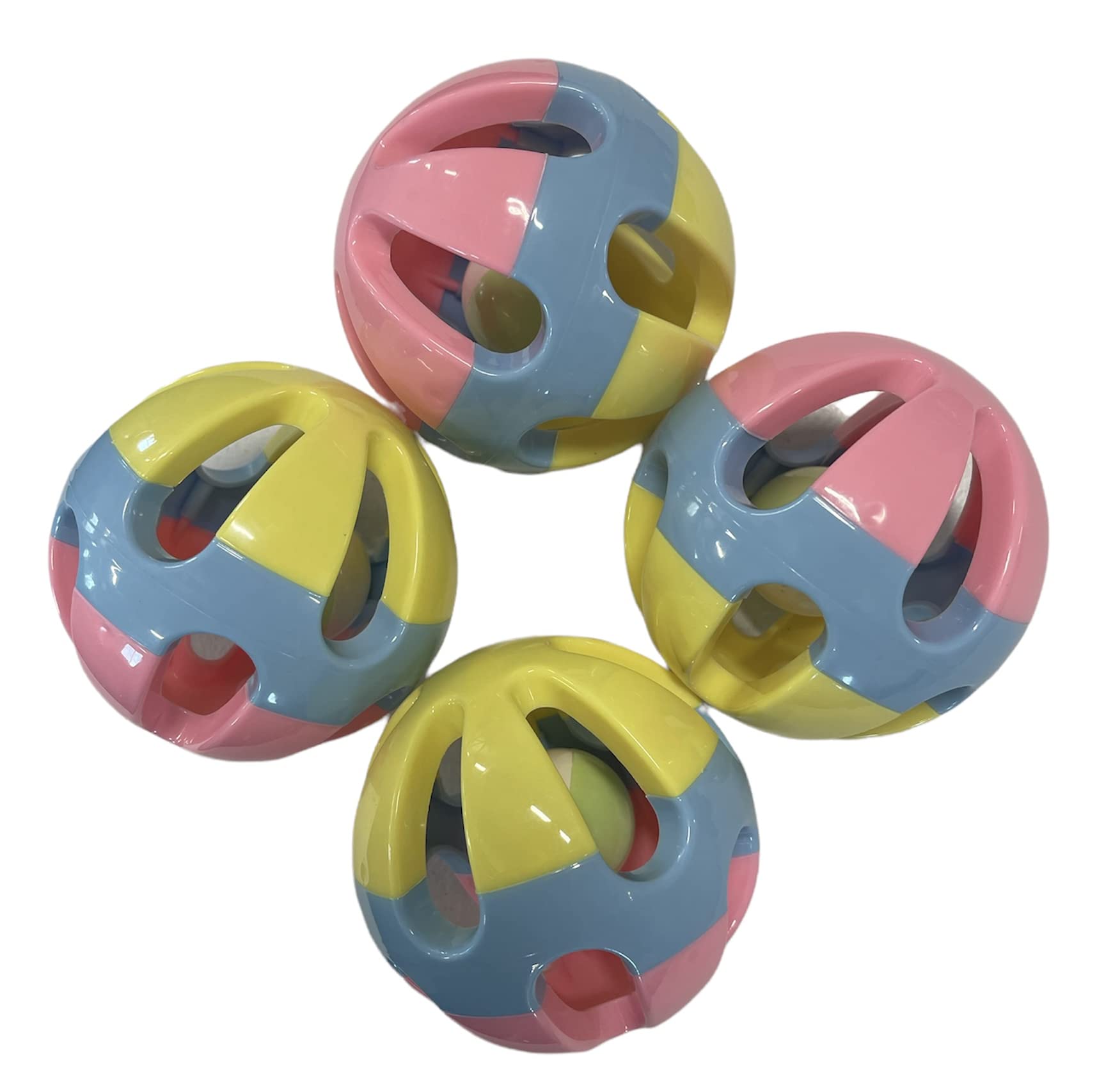 Az Micro Mini Pigs Pet Rattle Balls 4 Pack (Pink Blue Yellow) - You Can Add Apples, Lettuce, Or Small Dog Bones In The Holes