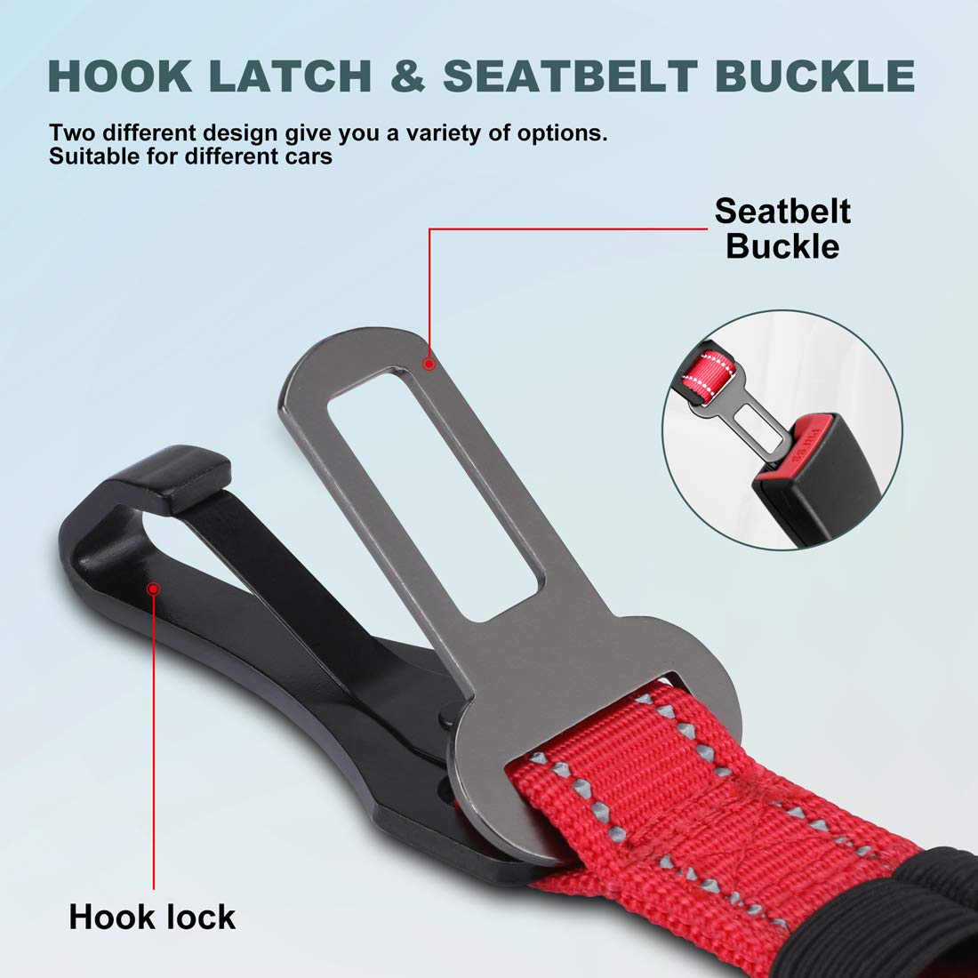 Iokheira Dog Seat Belt 3-In-1 Car Harness For Dogs Adjustable Safety Seatbelt For Car Durable Nylon Reflective Bungee Fabric Tet