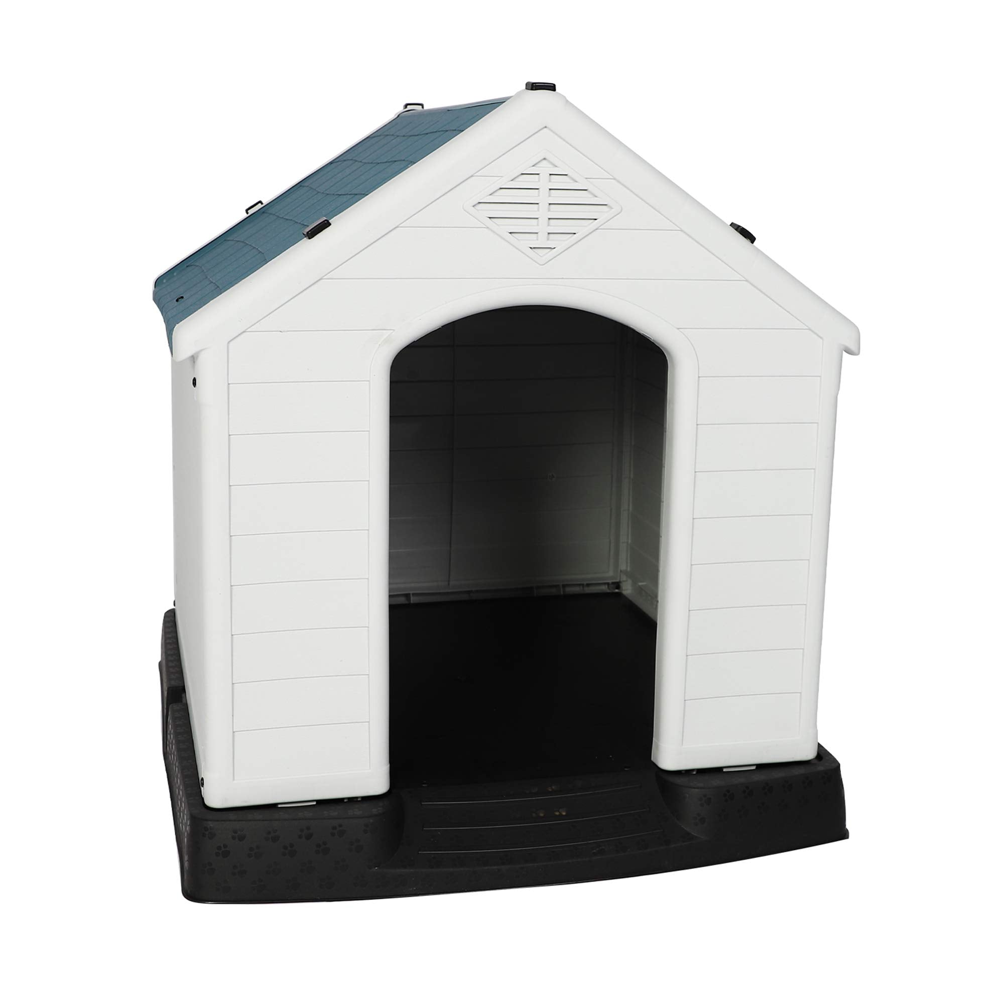Luckyermore Large Dog House Outdoor Indoor Pet Dog Puppy Shelter Crate Plastic Weather-Resistant Cage, Large
