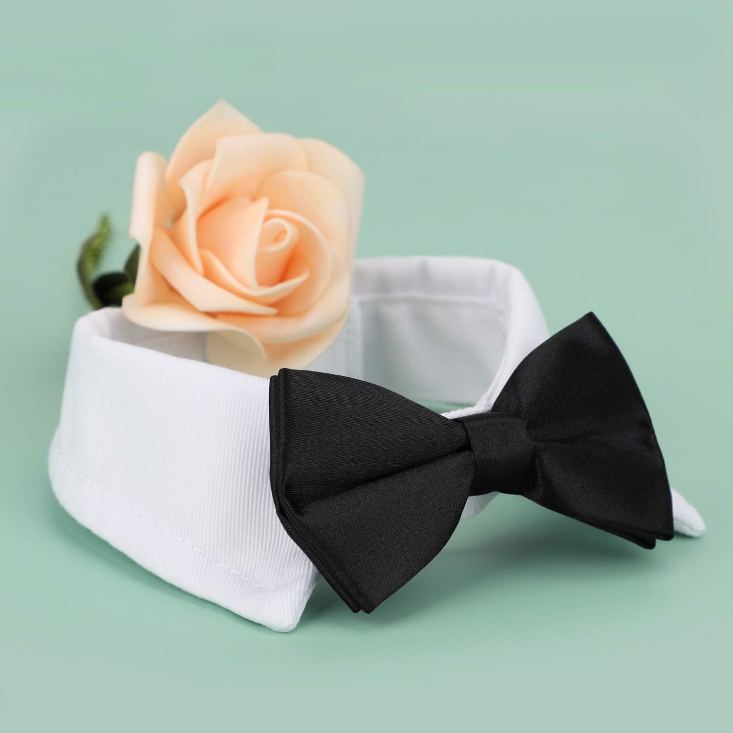 Black Bow Tie Dog Collar, Segarty Cute Tux Dog Bowtie With Handcrafted Adjustable White Collar Formal Pet Cats Puppies Necktie For Small Boy Dog Wedding Birthday Gift