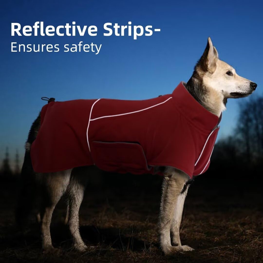 Migohi Dog Snow Jacket - Winter Coat For Large Dogs, Puffer Jacket For Boy & Girl Dogs, Perfect For Hiking & Camping - Red