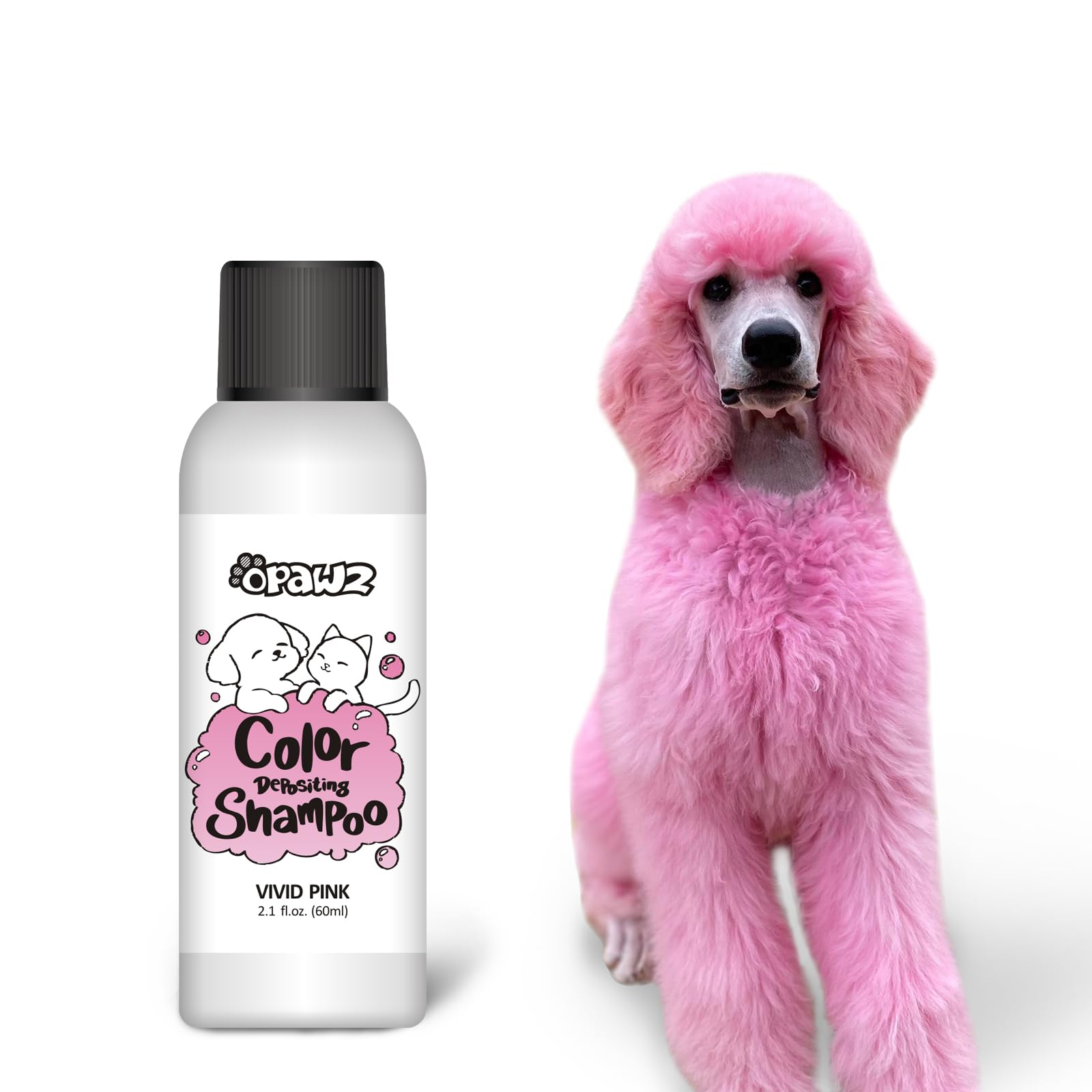 Opawz Color Depositing Shampoo For Dogs, Semi-Permanent Hair Dye Coloring, Non-Toxic Colorwash For Pets (Vivid Pink, 2.1 Fl.Oz /