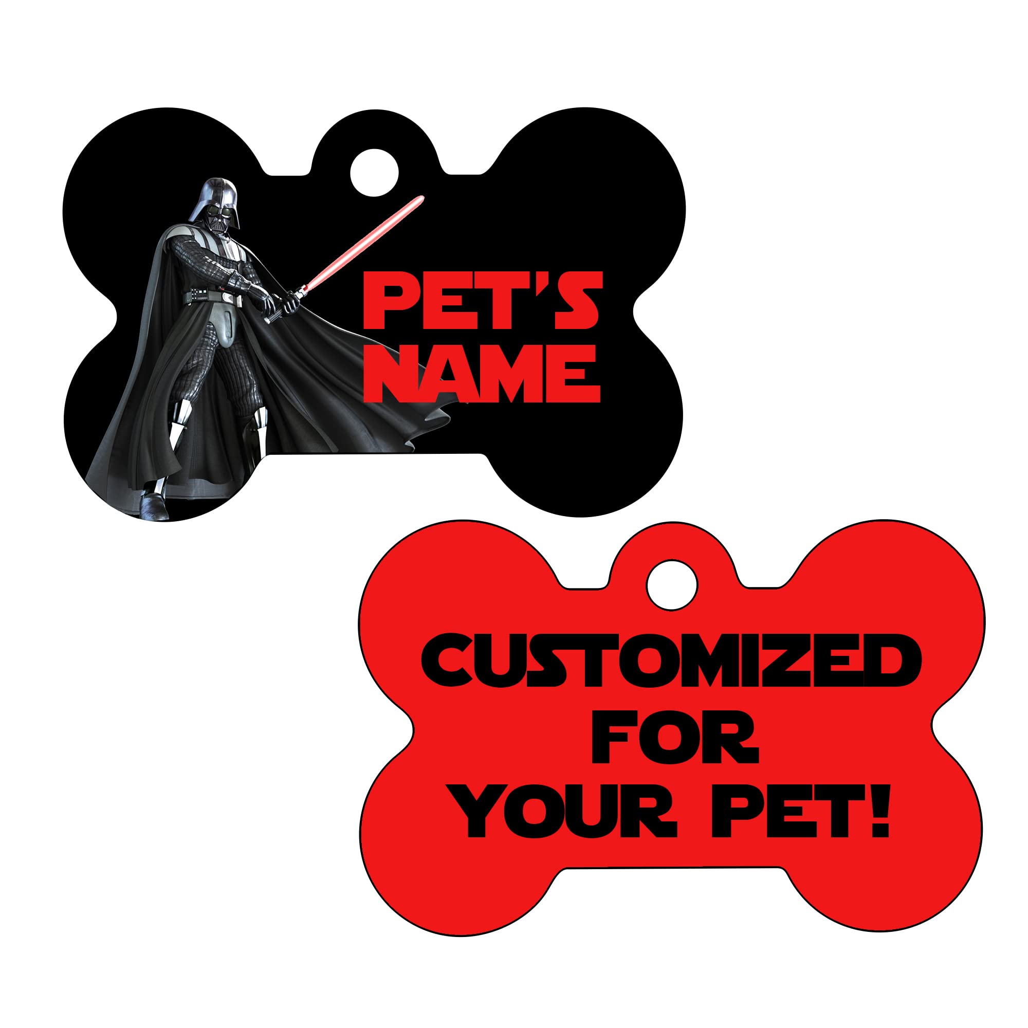 Udesignusa Double Sided Pet Id Tags For Dogs & Cats Personalized For Your Pet (Darth Vader, Bone Shaped)