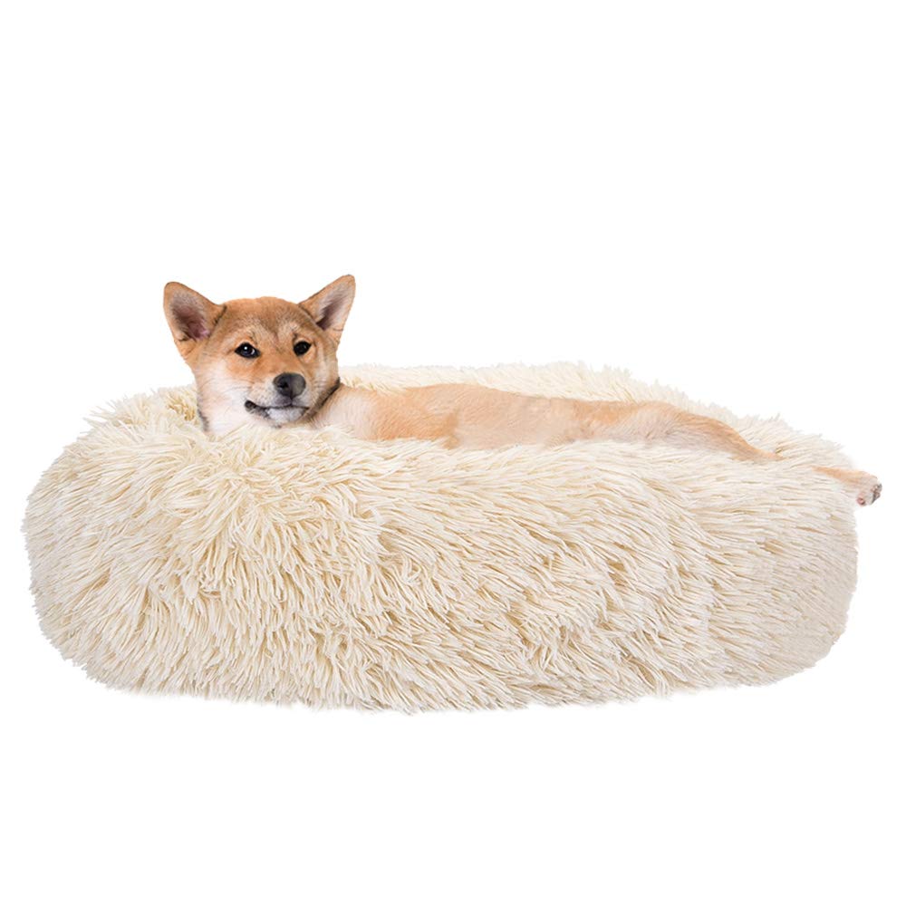 Slowton Calming Dog Bed For Small Medium Large Dogs Cats, Donut Cuddler Cozy Warm Anti-Anxiety Dog Cat Cushion Mat, Ultra Soft F