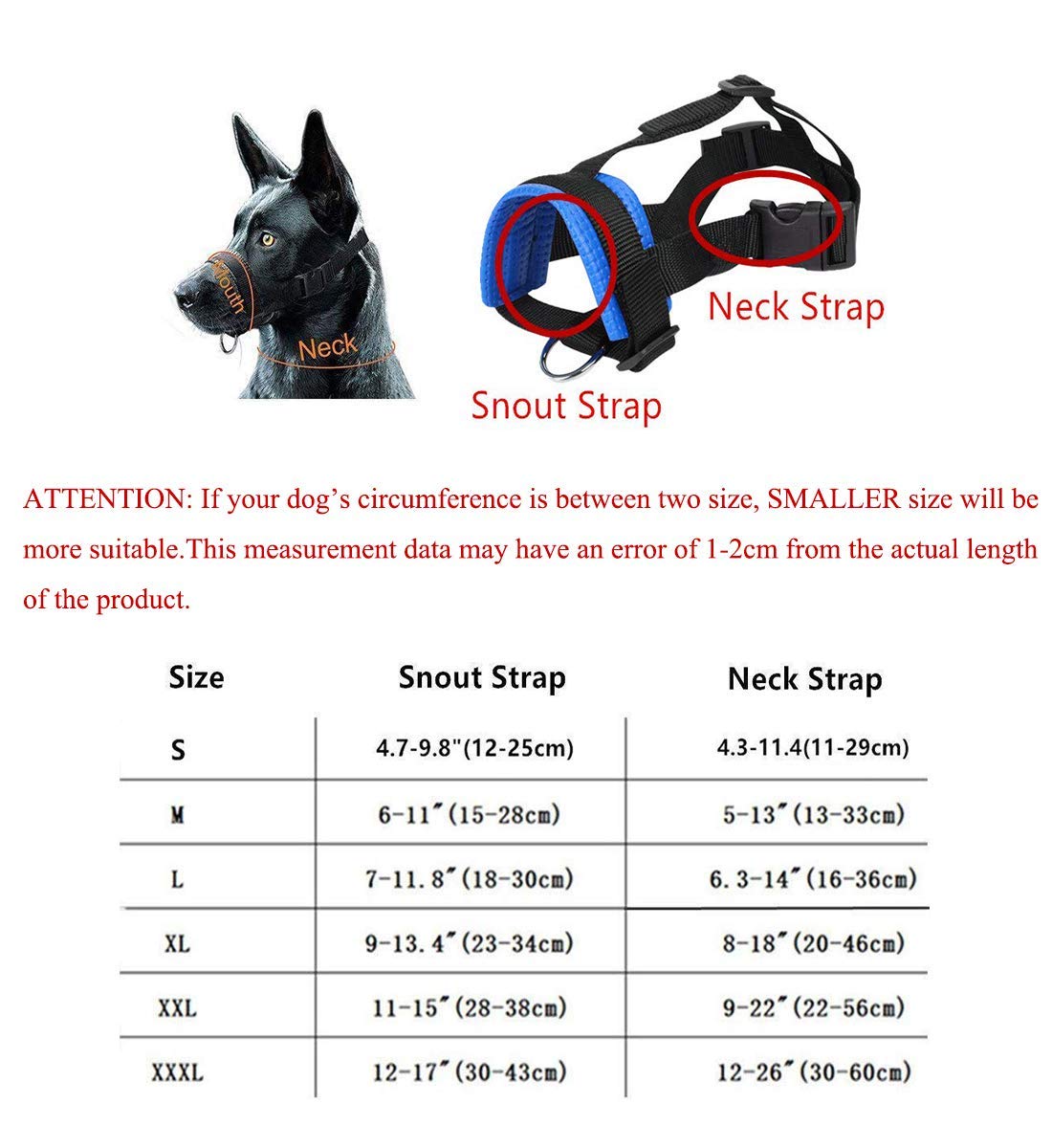 Head Strap Dog Muzzle Prevent From Taking Off By Paws For Small,Medium And Large Dogs(Xl/Blue)