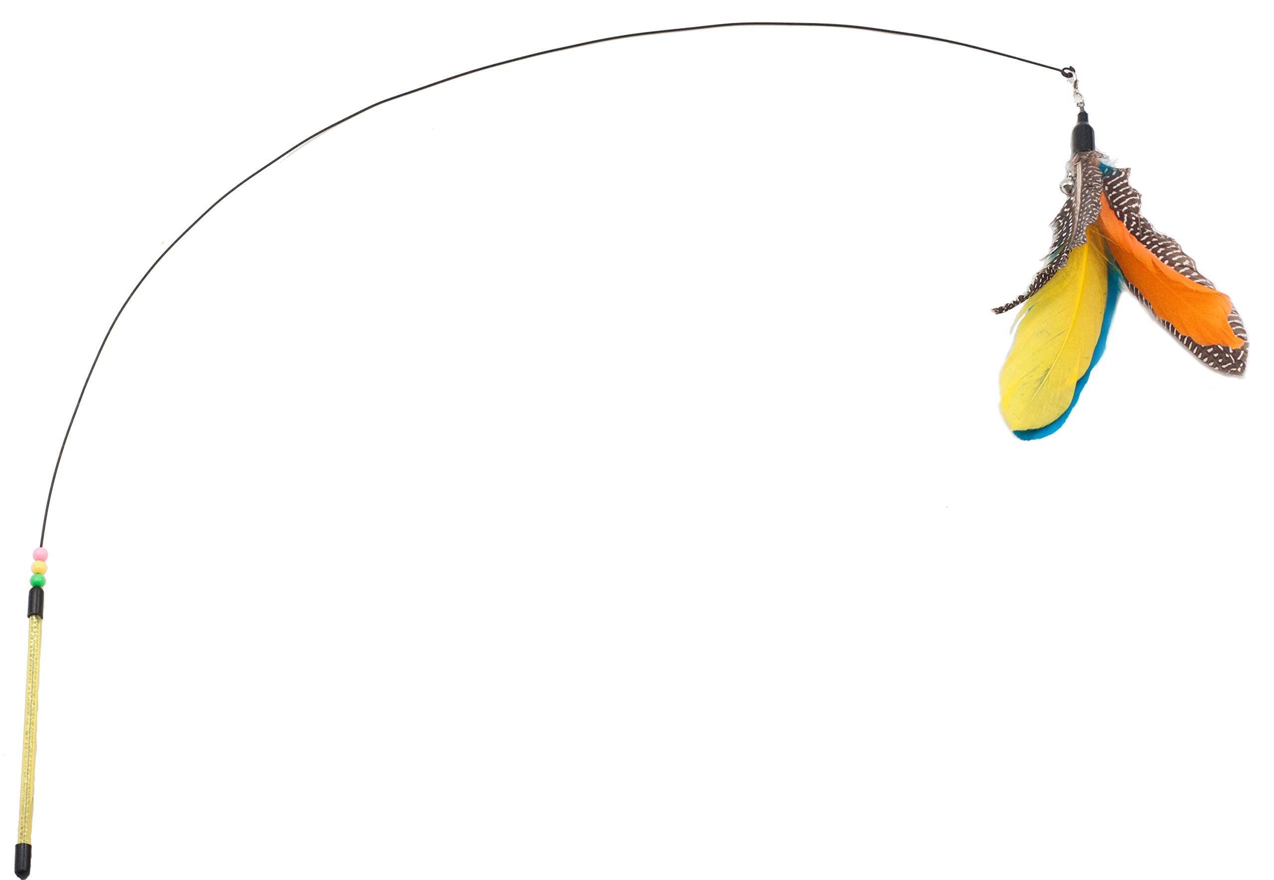 Fashion'S Talk Feather Wire Wands Kitten Toys Worm Teaser Wand Cat Toy With Replacement Pack