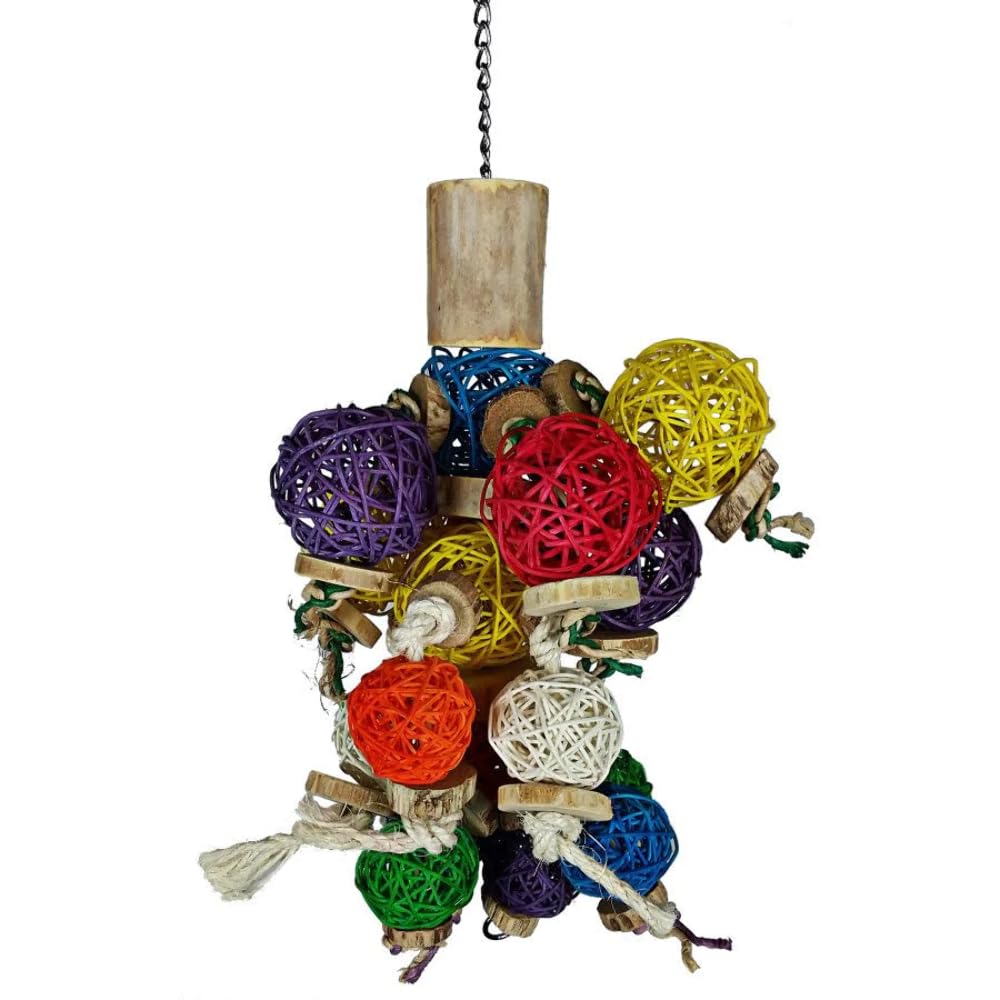 A&E CAGE COMPANY HB46520 Java Wood Ball Thing Assorted Bird Toy, 10 by 14&quot;