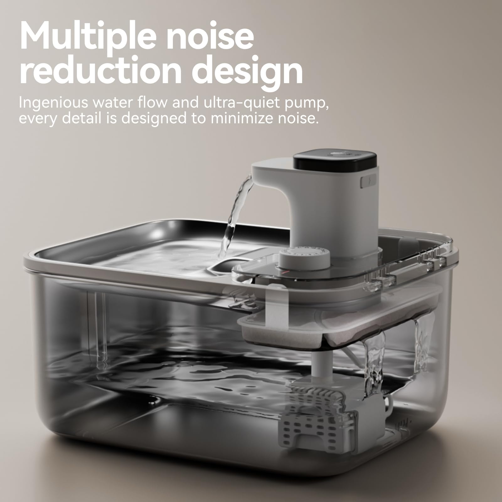 Stainless Steel Cat Water Fountain Wireless for Cats Indoor, Automatic Metal Dog Water Dispenser,Cordless Battery Operated Pet D