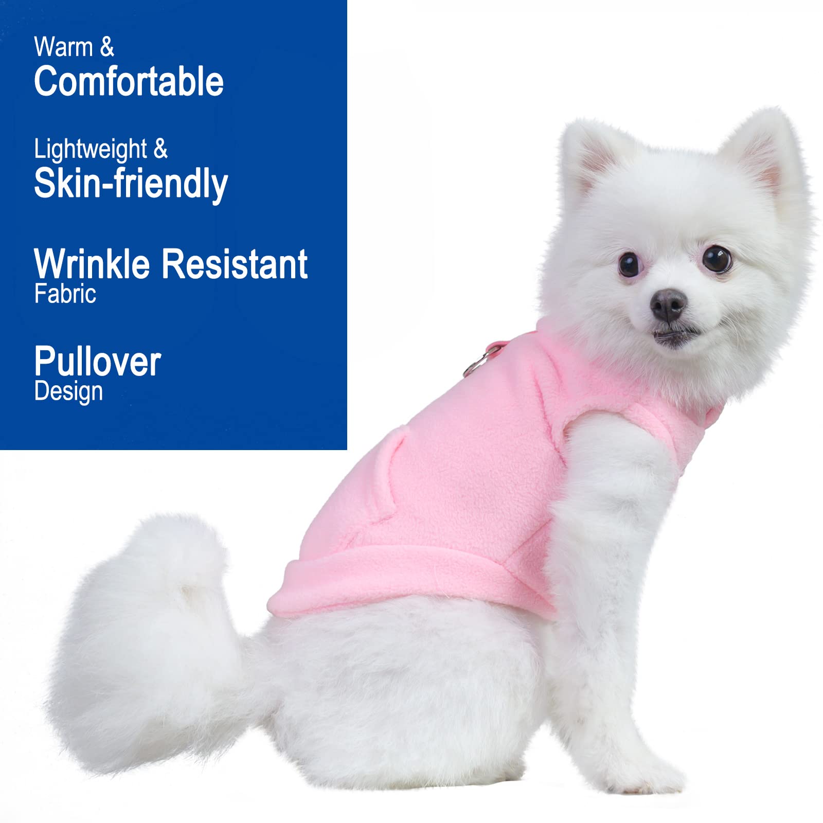 Expawlorer Polar Fleece Vest Dog Clothes - Fall Dog Sweater Pet Clothing, Warm Soft Pullover Sleeveless Dog Jacket With Small Pocket, Cold Winter Coat For Small Medium Large Dogs (Light Pink, Xs)