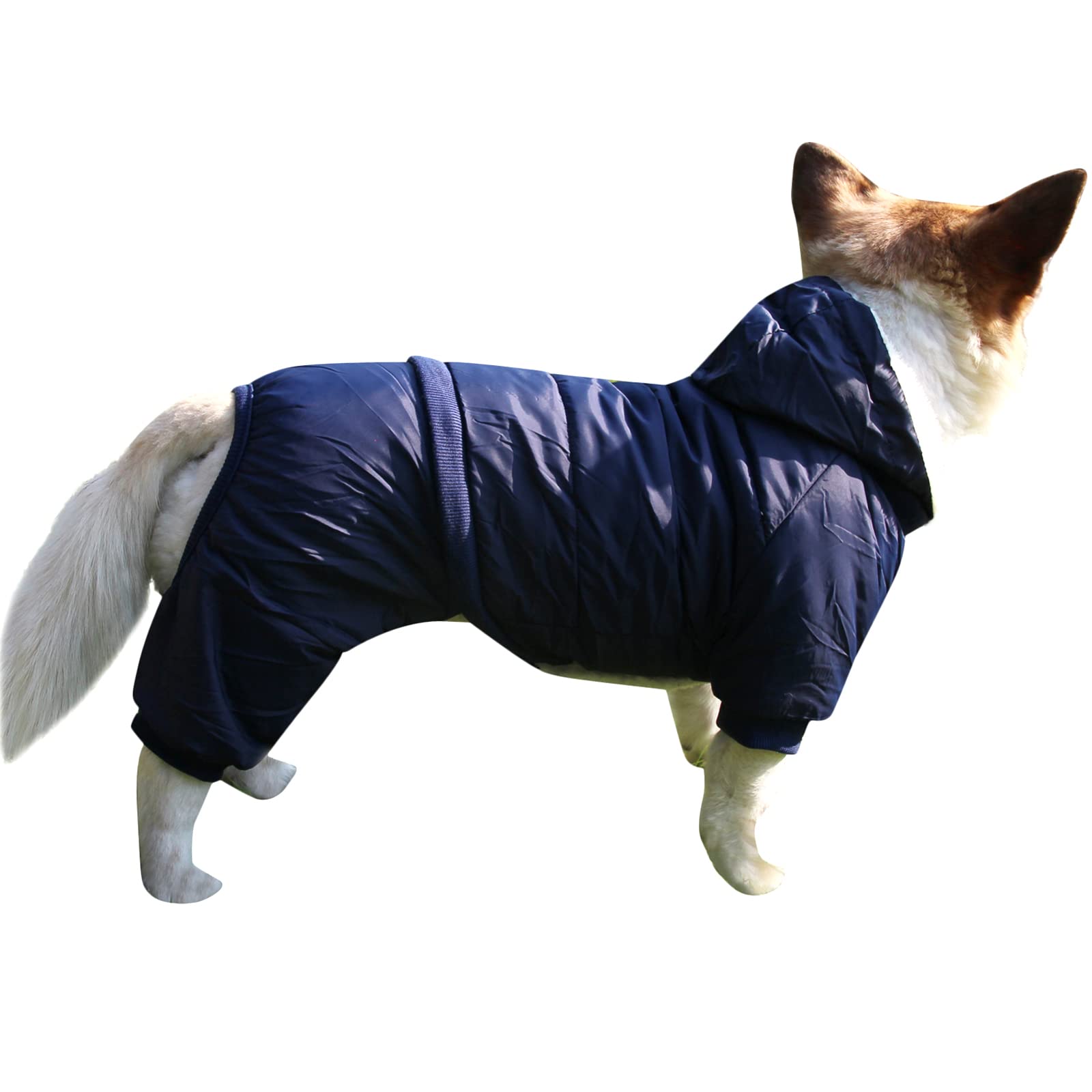 Joydaog Fleece Lined Dog Coat With Detachable Hood And Detachable Hind Legs,Warm Puppy Jacket In Winter(Blue Xxl)