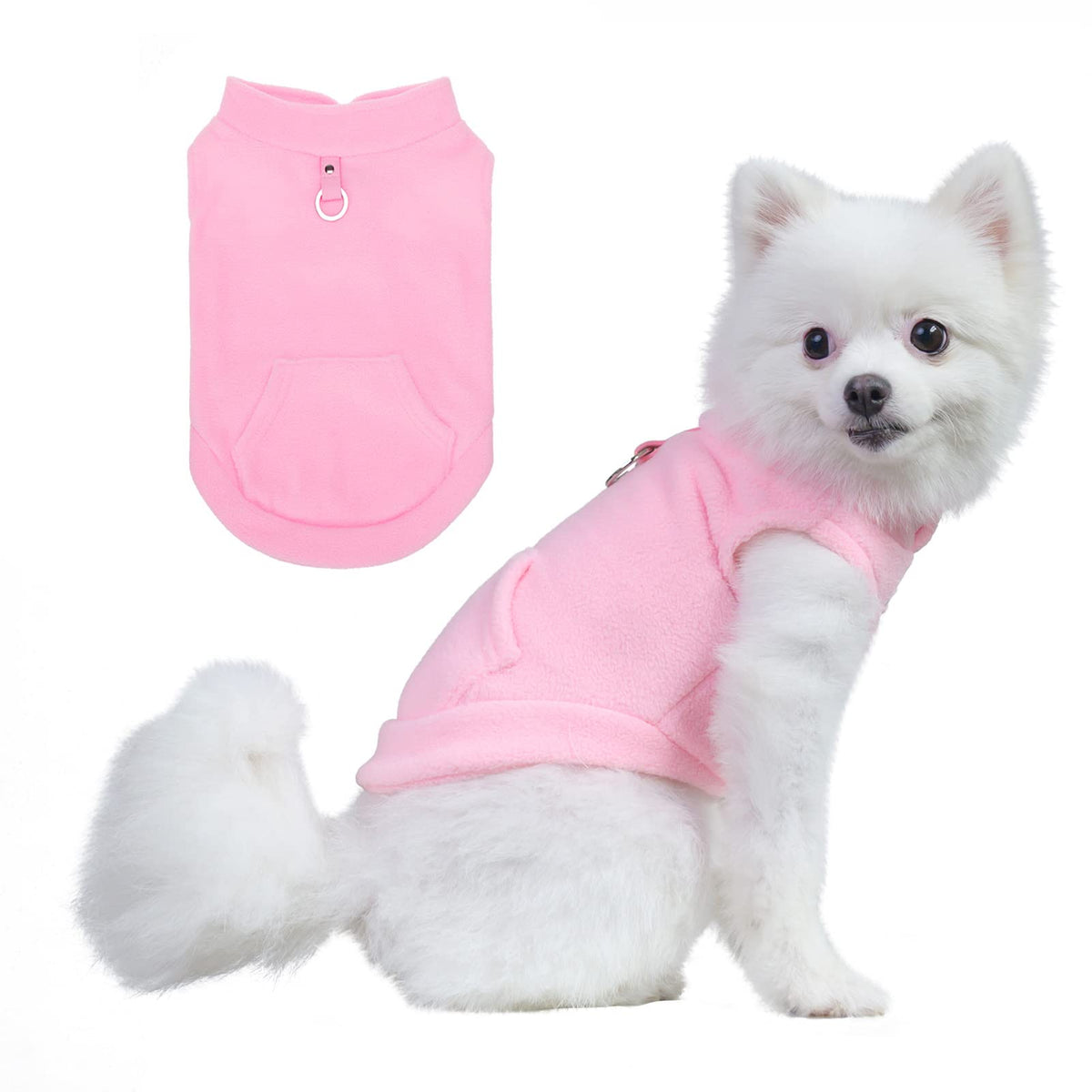 Expawlorer Polar Fleece Vest Dog Clothes - Fall Dog Sweater Pet Clothing, Warm Soft Pullover Sleeveless Dog Jacket With Small Pocket, Cold Winter Coat For Small Medium Large Dogs (Light Pink, Xs)