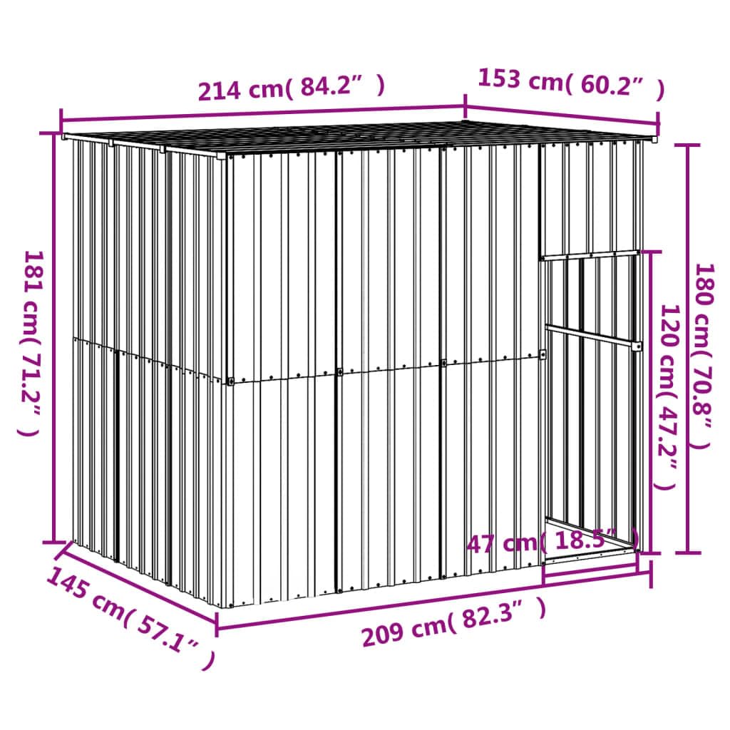vidaXL Dog House, Dog Kennel with Roof, Dog Cage with Lockable Door and Latch, Pet House for Small Animals, Light Grey Galvanise