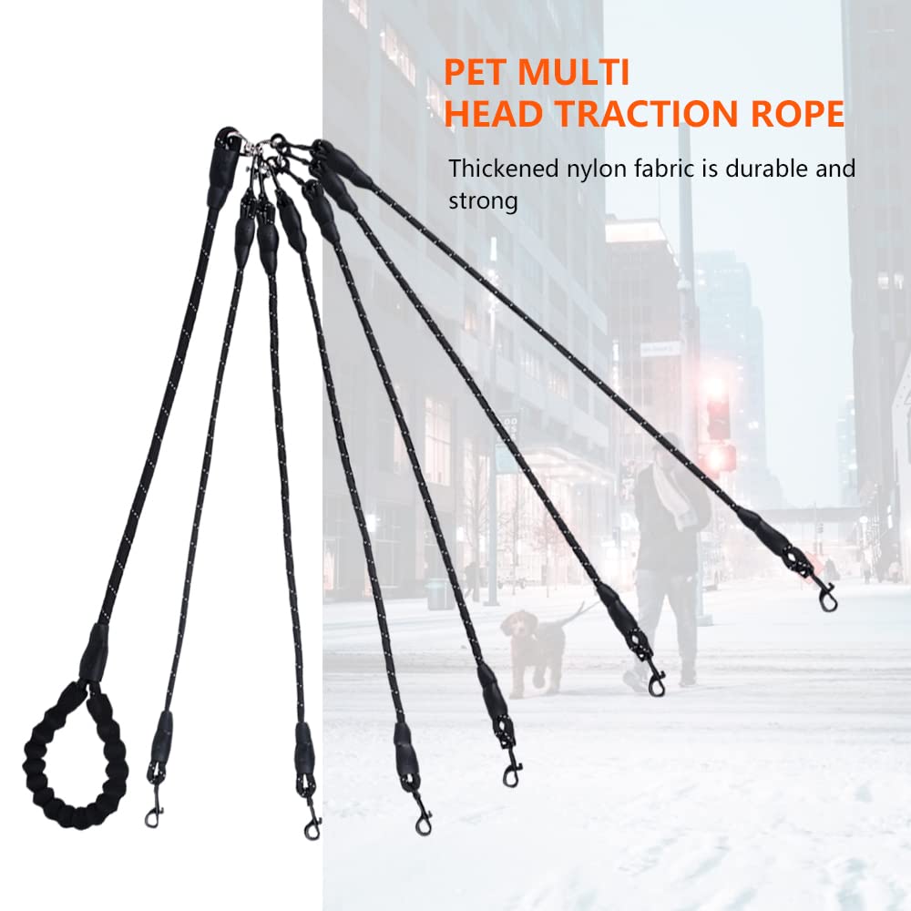 Six Dog Leash,Comfortable Double Dog Leash With Reflective,360 Swivel No Tangle 6 Dog Training Leash,For Large Medium Small Dogs