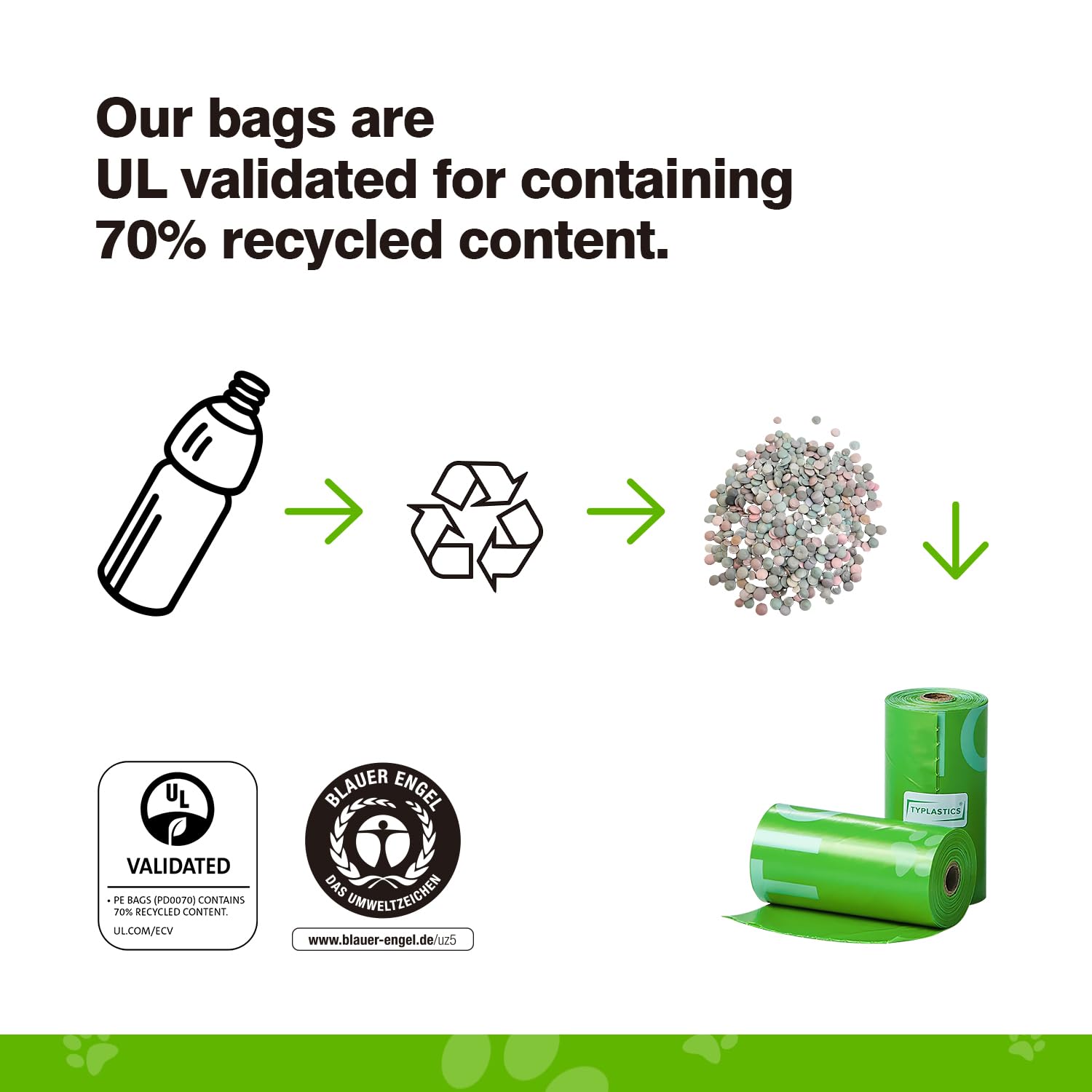 Typlastics Poop Bags For Dog Waste, 270 Count, With Dispenser, Unscented, 18 Pack Of 15, Lime Green, 13 Inch X 9 Inch