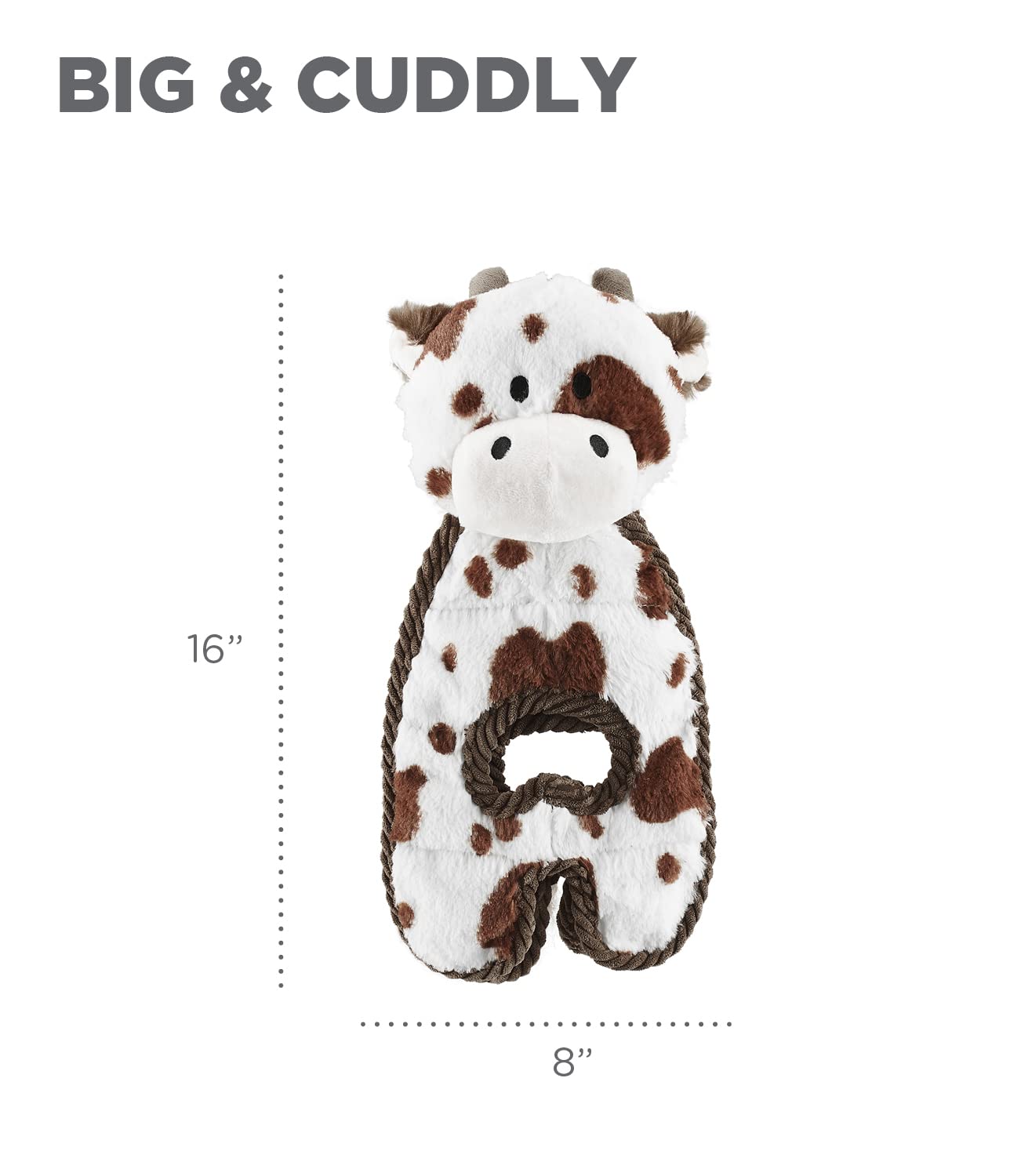 Outward Hound By Charming Pet Cuddle Tugs Cow Plush Squeaky Dog Toy