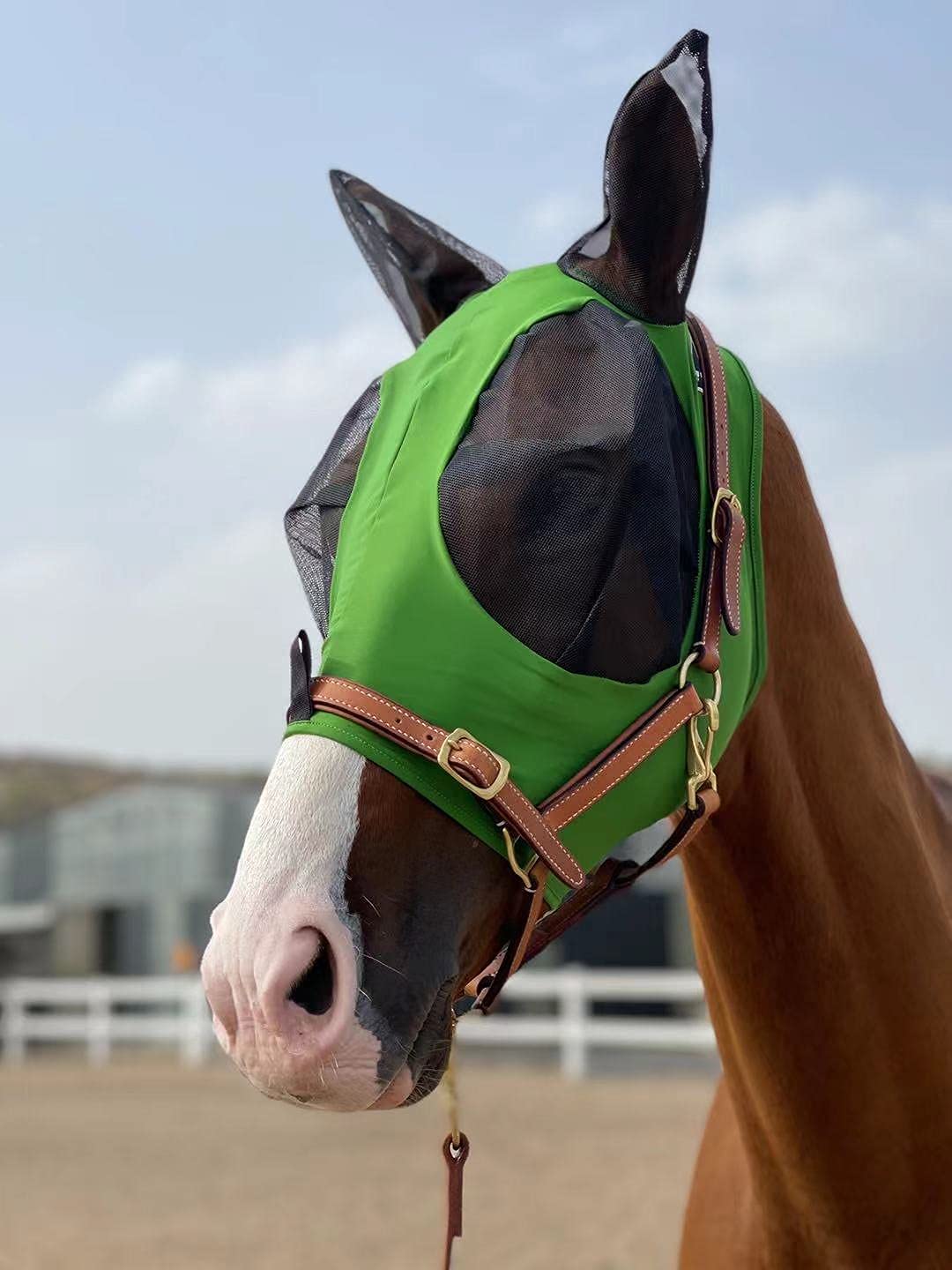 Horse Fly Mask Super Comfort Horse Fly Mask Elasticity Fly Mask with Ears We Only Make Products That Horses Like (Hunter Green,