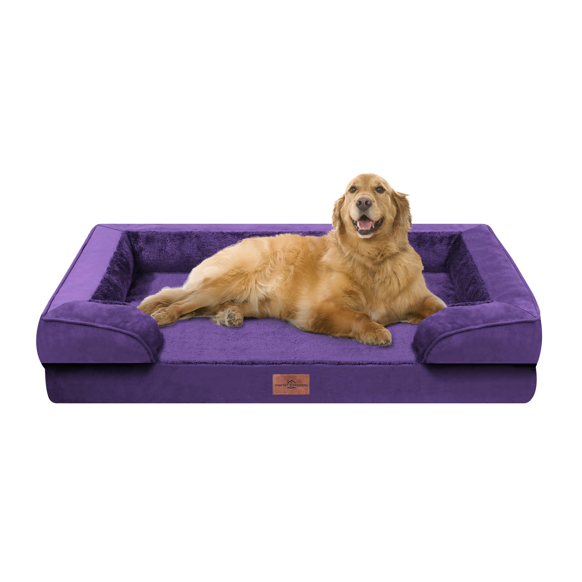 Comfort Expression Orthopedic Dog Bed for Extra Large Dogs 42x30 Inch, Waterproof Egg Crate Foam XL Pet Bed with Removable Bolst
