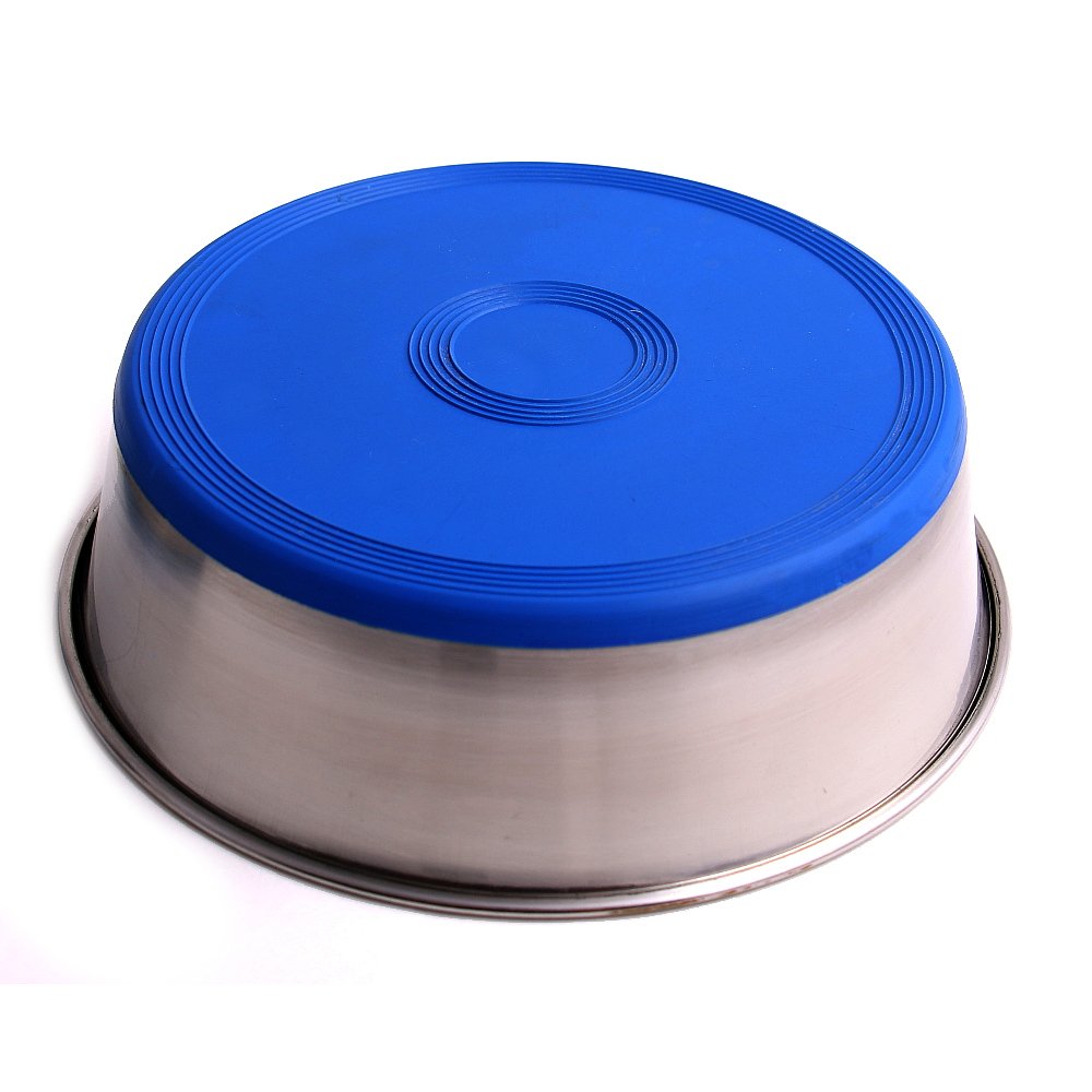 Max And Neo Heavyweight Non-Skid Rubber Bottom Stainless Steel Dog Bowl - We Donate A Bowl To A Dog Rescue For Every Bowl Sold (Large - 80Oz - 9.5' Diameter)