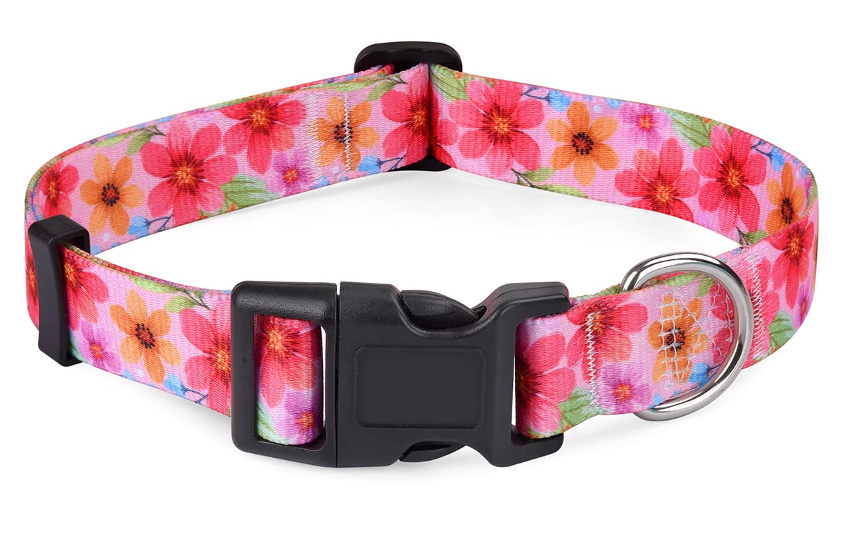 Hqyddmi Dog Collar For Large Dogs, Soft Comfy Pet Collar For Small Medium Large Dogs, Floral Pattern For Boy Girl Puppy Dogs(Flo