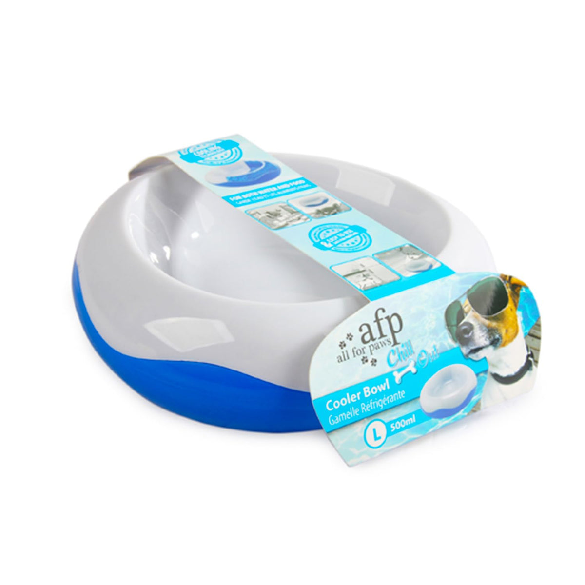 ALL FOR PAWS Chill Out - Dog Cooler Bowl, Pet Frosty Bowl, Pet Cooler Bowl Keeps Water Cool and Fresh for Hours