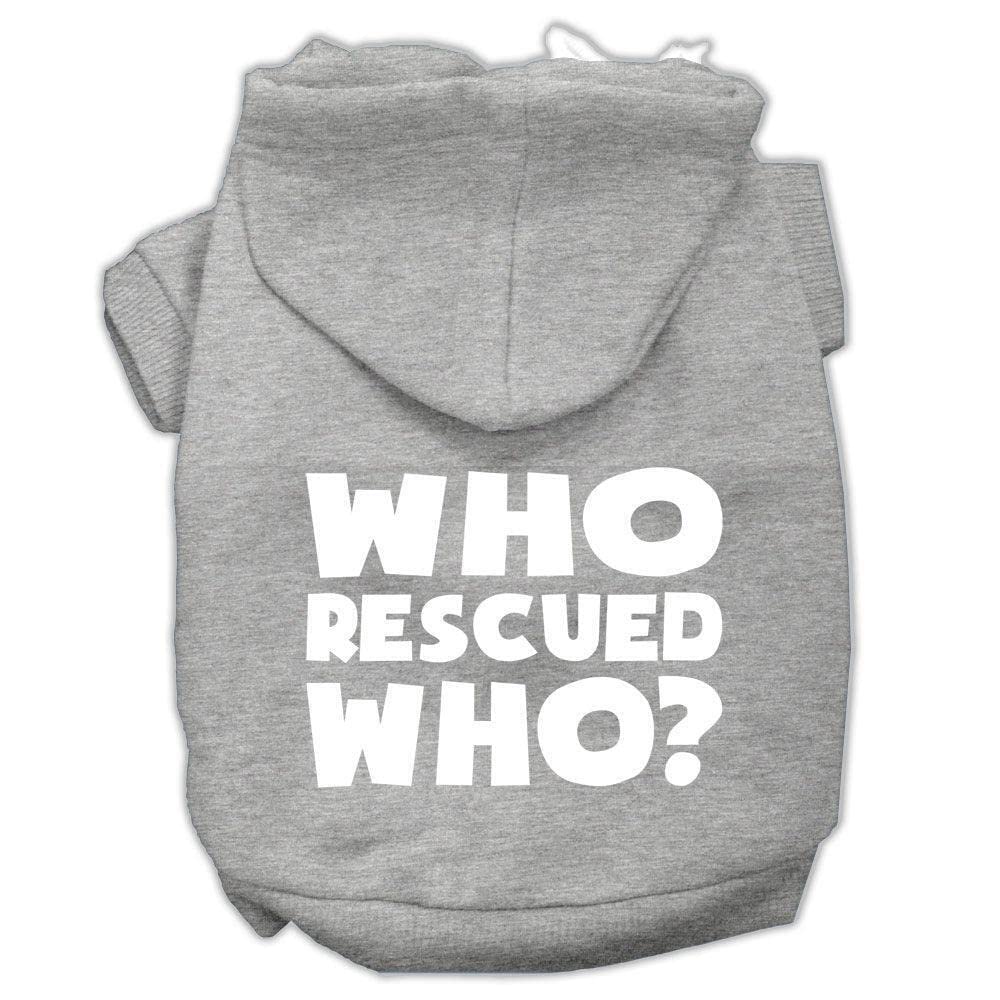 Mirage Pet Products Who Rescued Who Screen Print Pet Hoodies, X-Small, Baby Blue