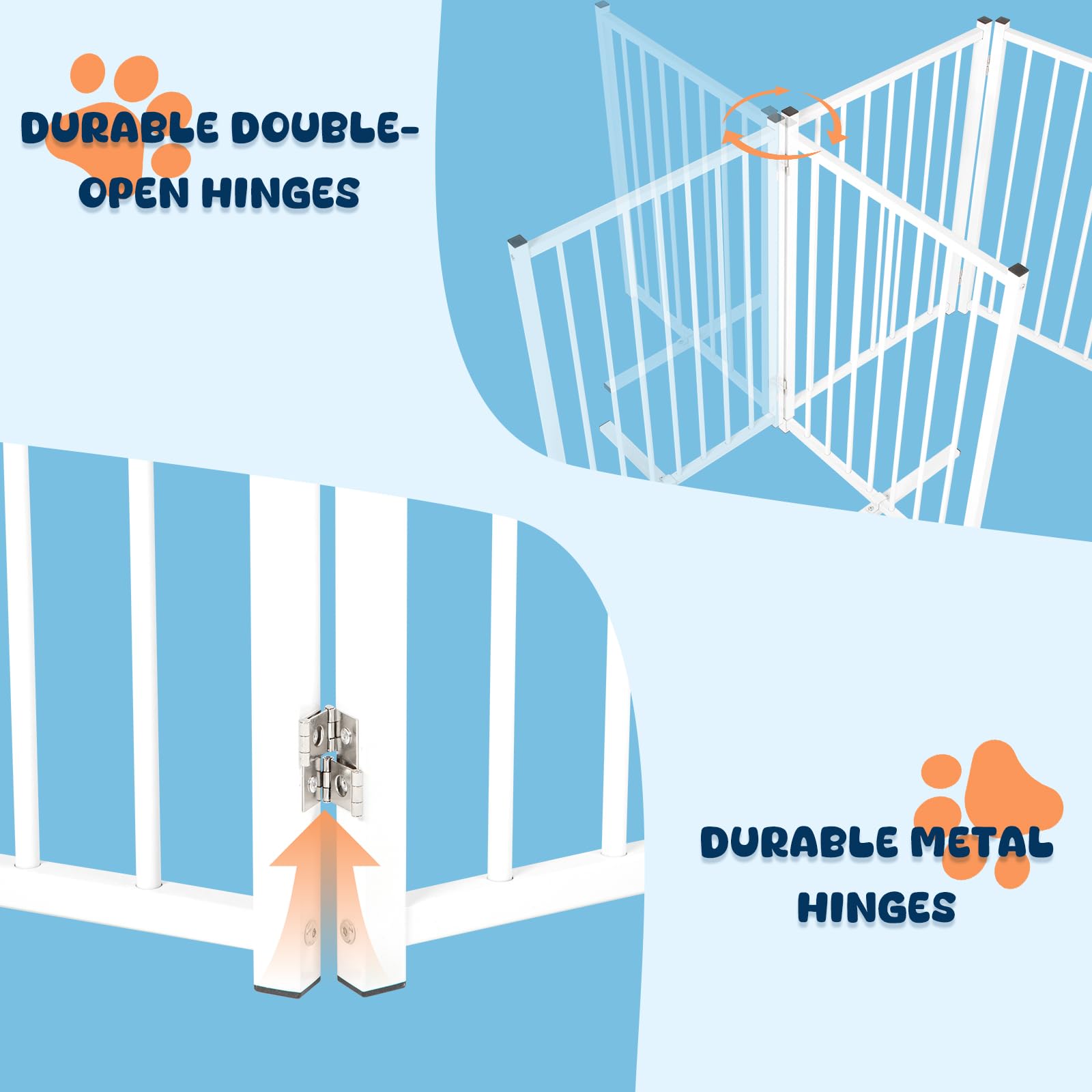 Tedeum Metal Freestanding Dog Gates,Indoor&Outdoor Pet Fences For Puppy Dogs,Extra Wide Freestanding Dog Gate For Doorways,House