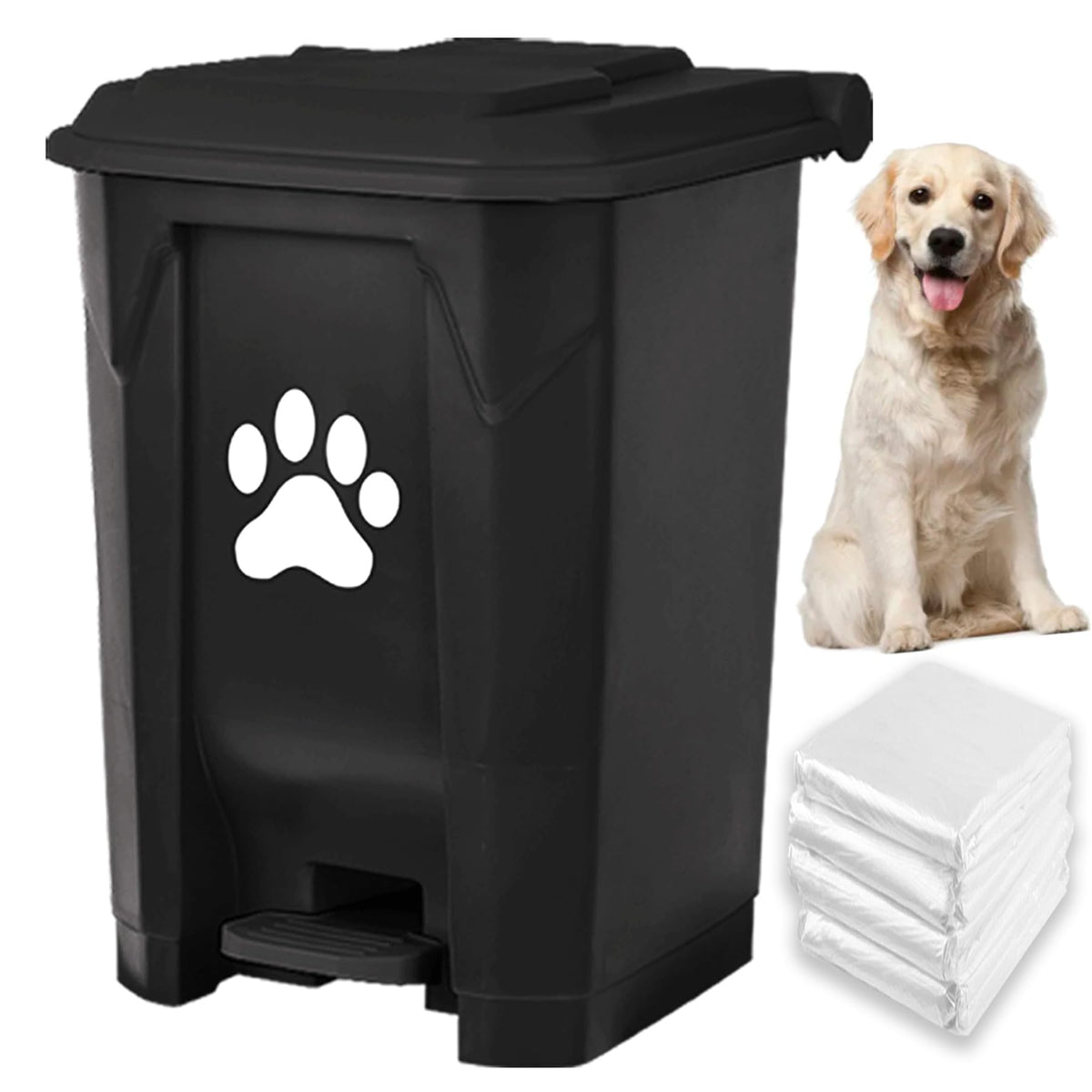 tebiete Dog Poop Trash Can Outdoors Pet Waste Station with Lid Dog Waste Disposal Container with Removable Inner Bin Bucket Hand
