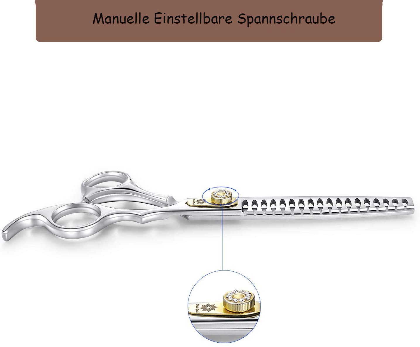 Dream Reach Professional Dog Grooming Straight, Curved, Thinning/Blending/Chunking Scissors Kit, Jp-440C Stainless Steel Pet Cat Hair Cutting/Trimming Shears (7 Inch-Chunker Scissors)