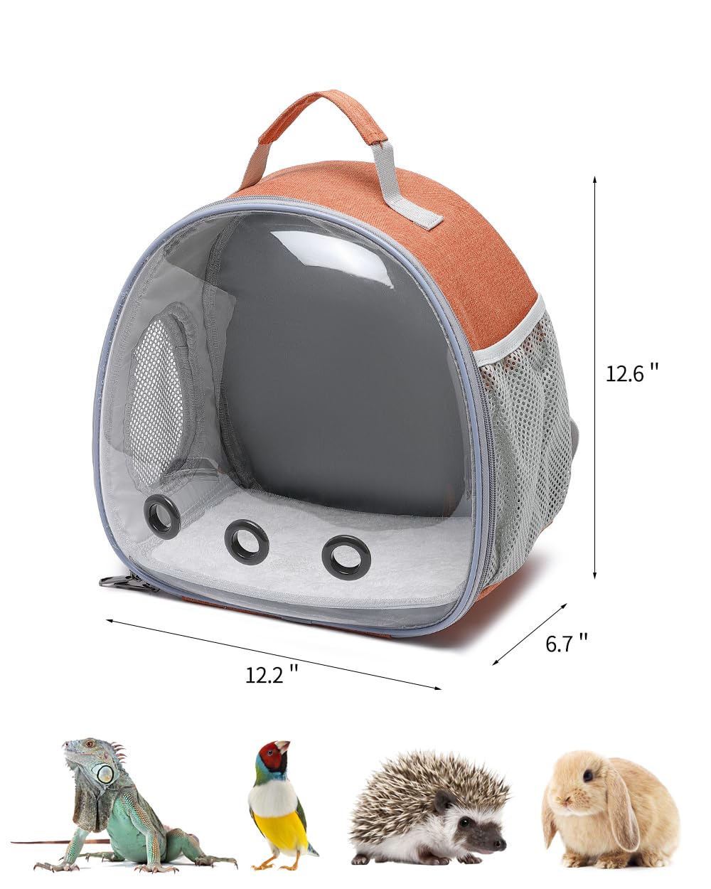 Hcupet Small Animal Carrier Backpack Space Capsule Bubble Window Carrier Backpack For Lizard Guinea Pig (Orange)